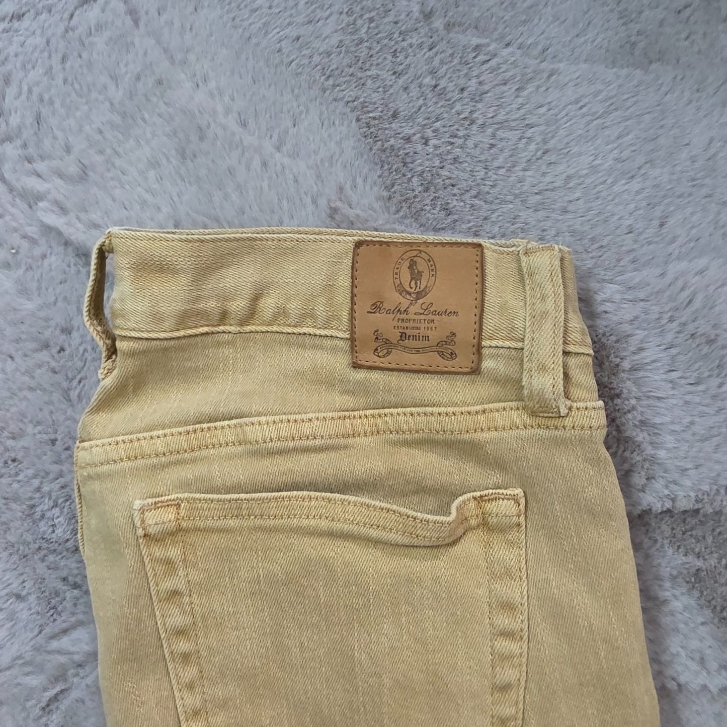 Ralph Lauren Sport Women's Skinny Jeans W27 Beige Stretch Denim Mid Rise 30L