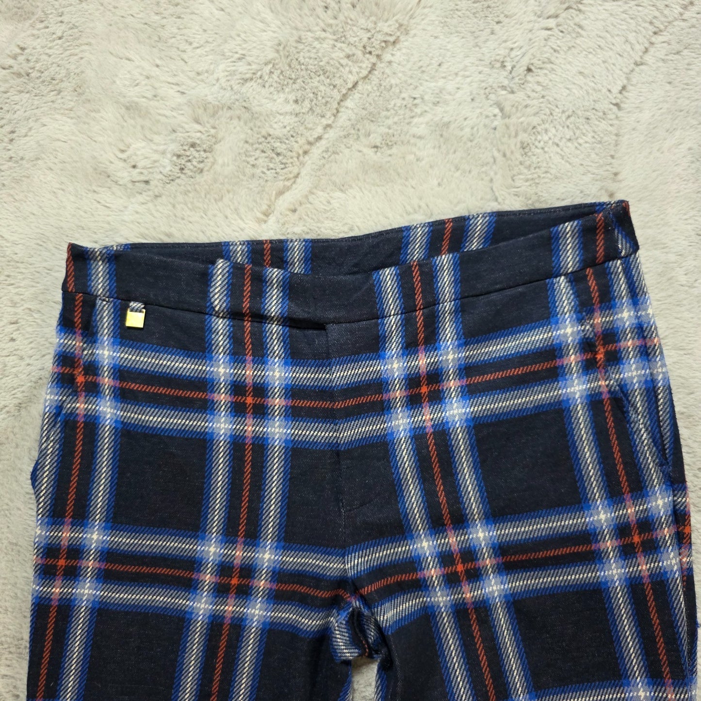 Lauren Ralph Lauren Blue Red Check Slim Trousers W33 L27 Stretch Smart UK 14–16