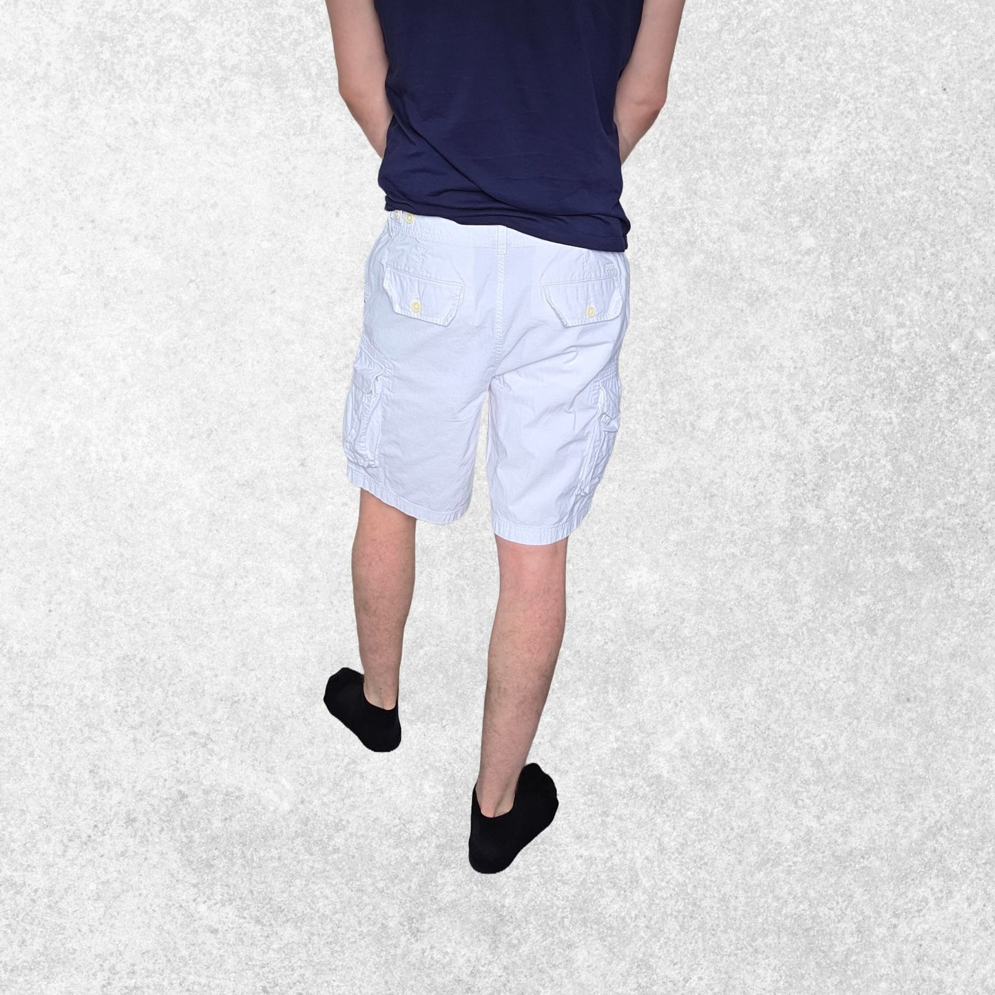 Izod White Cargo Shorts W34 Utility Style 100% Cotton Summer Casual USA Brand