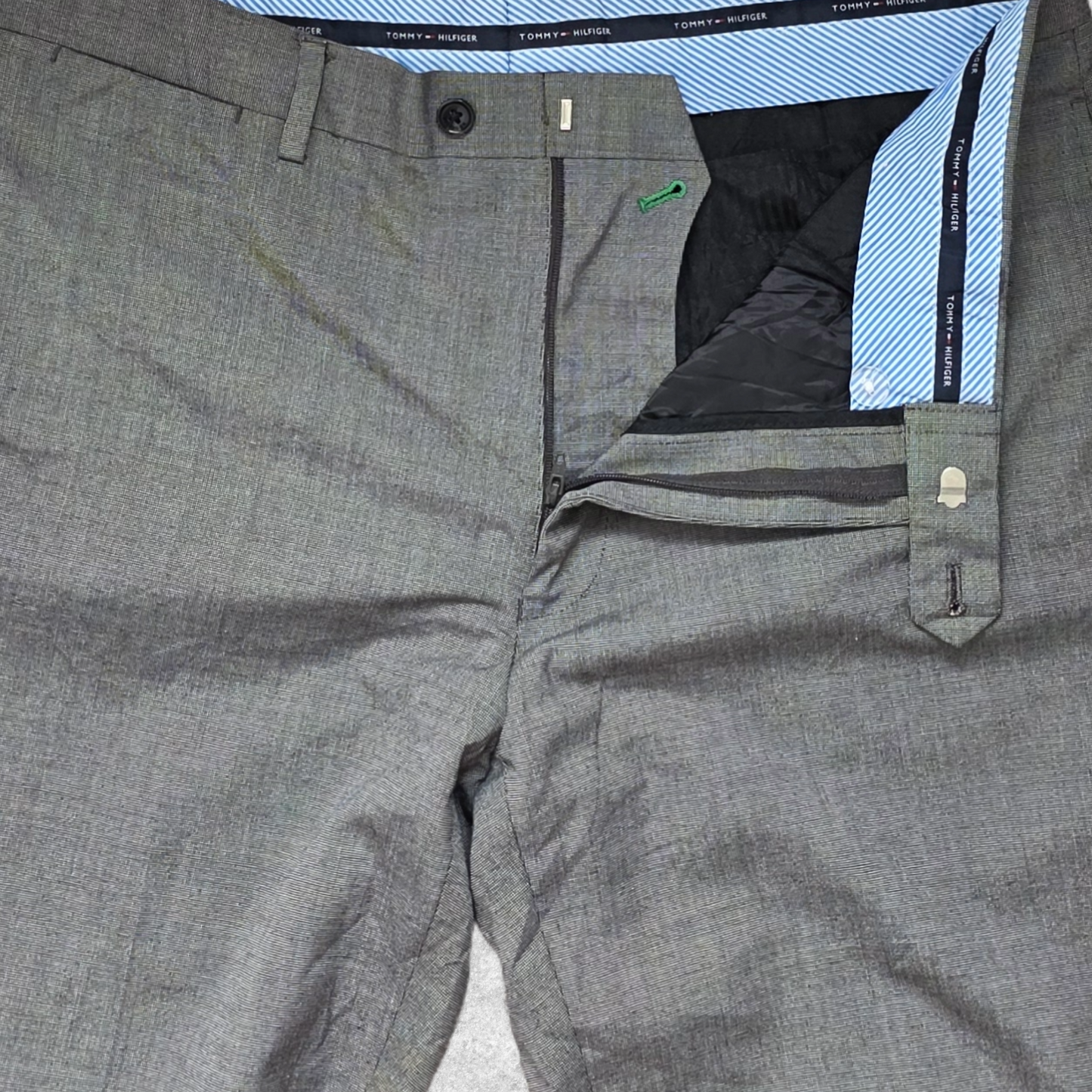 Tommy Hilfiger grey dress trousers W36 L30 smart formal poly viscose blend