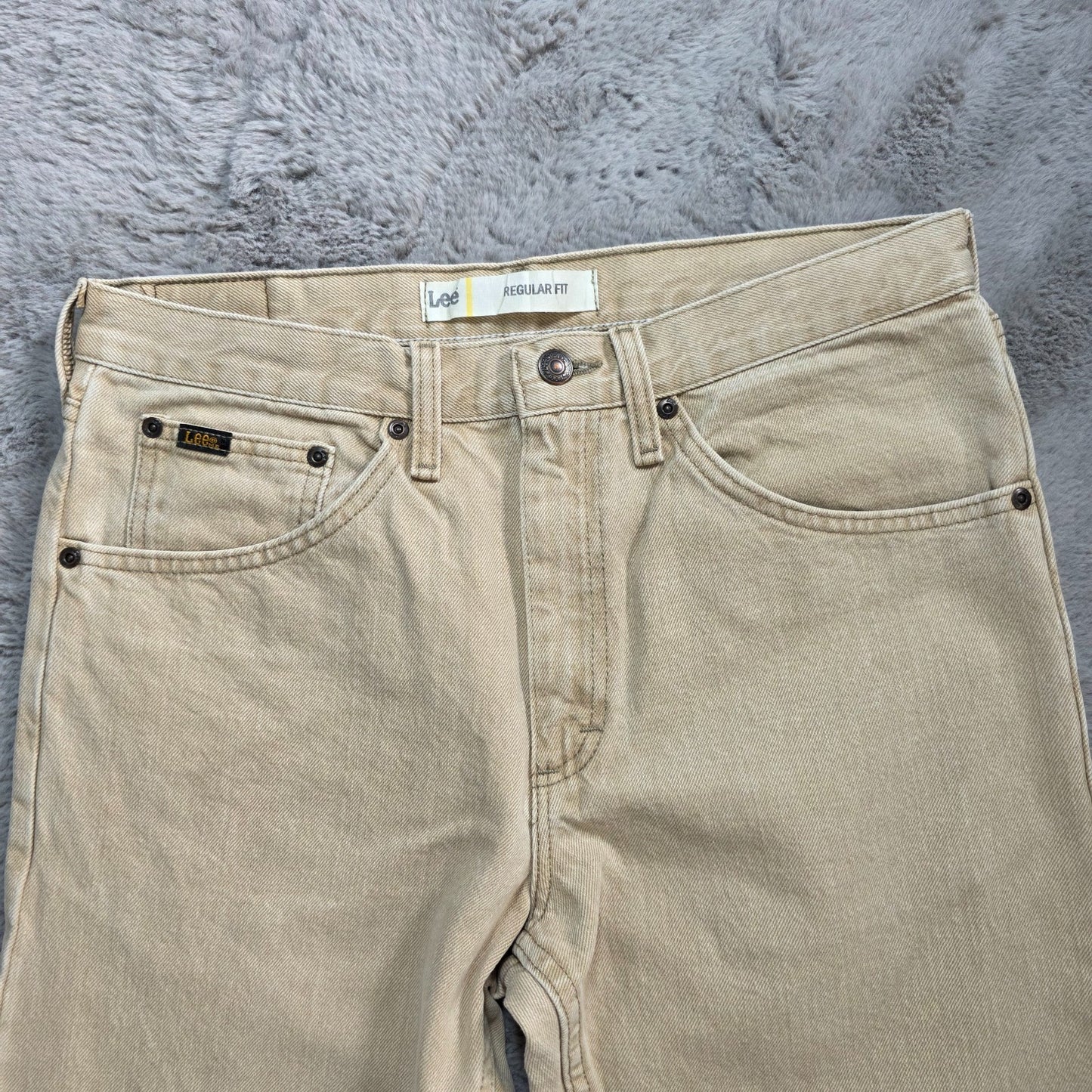 Lee Regular Fit Jeans Men's Beige Tan Denim W32 L31 Straight Leg