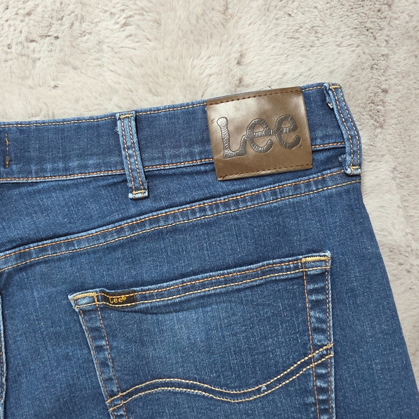 Lee Jeans Regular Fit Blue Denim W38 L29 Zip Fly Straight Leg Mexico 2009540