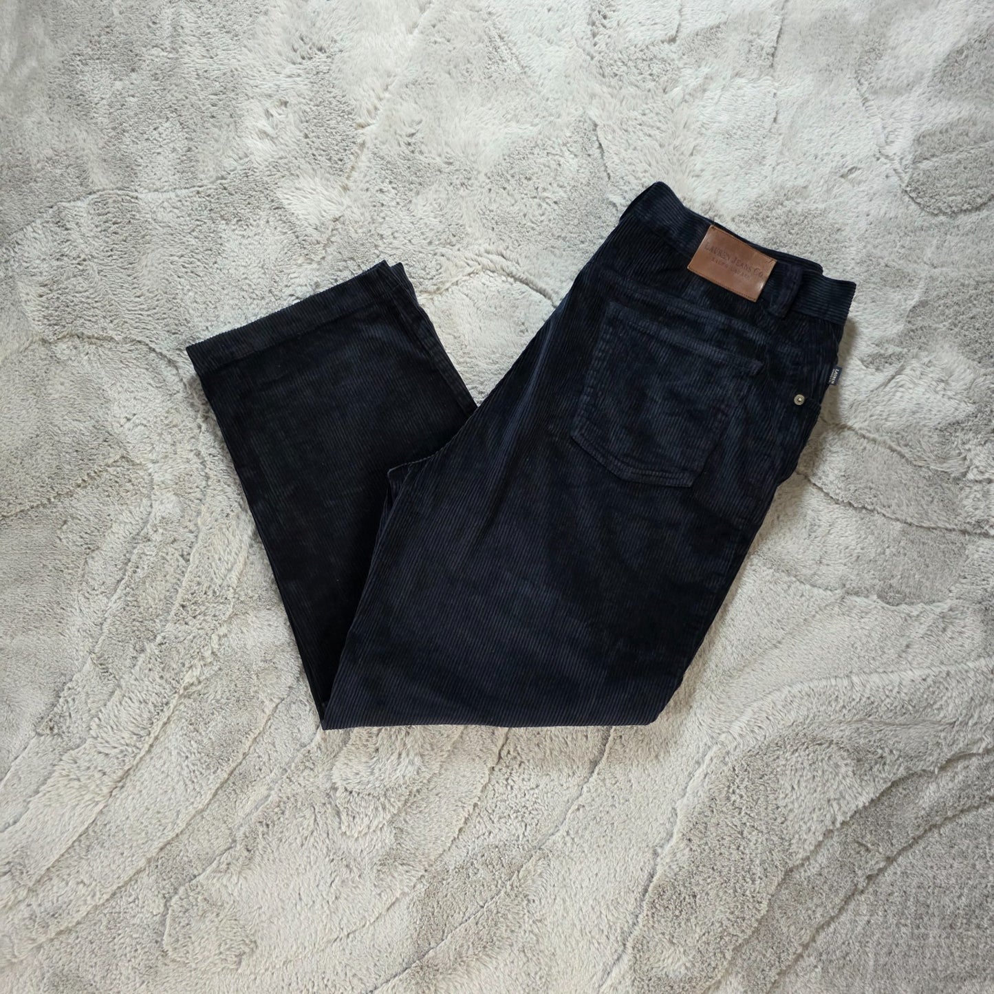 Lauren Ralph Lauren Women's Corduroy Jeans W33 L27 Black Stretch Straight Fit Si