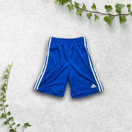 Adidas Blue Sports Shorts Youth M (10/12) W24 Mesh Stripe Gym Activewear