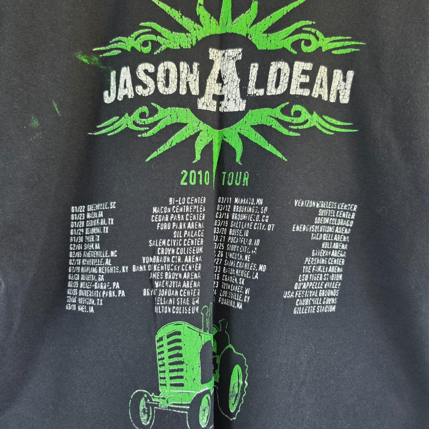 Jason Aldean Wide Open Tour 2010 Graphic T Shirt Black Medium Country Tee