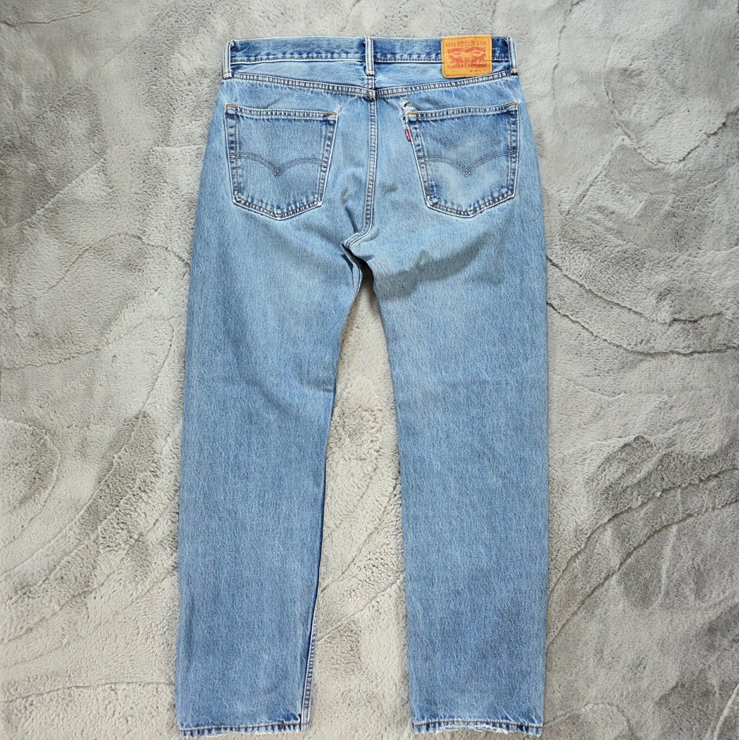 Levi's 505 Straight Fit Jeans W36 L34 Stonewashed Blue Distressed Denim