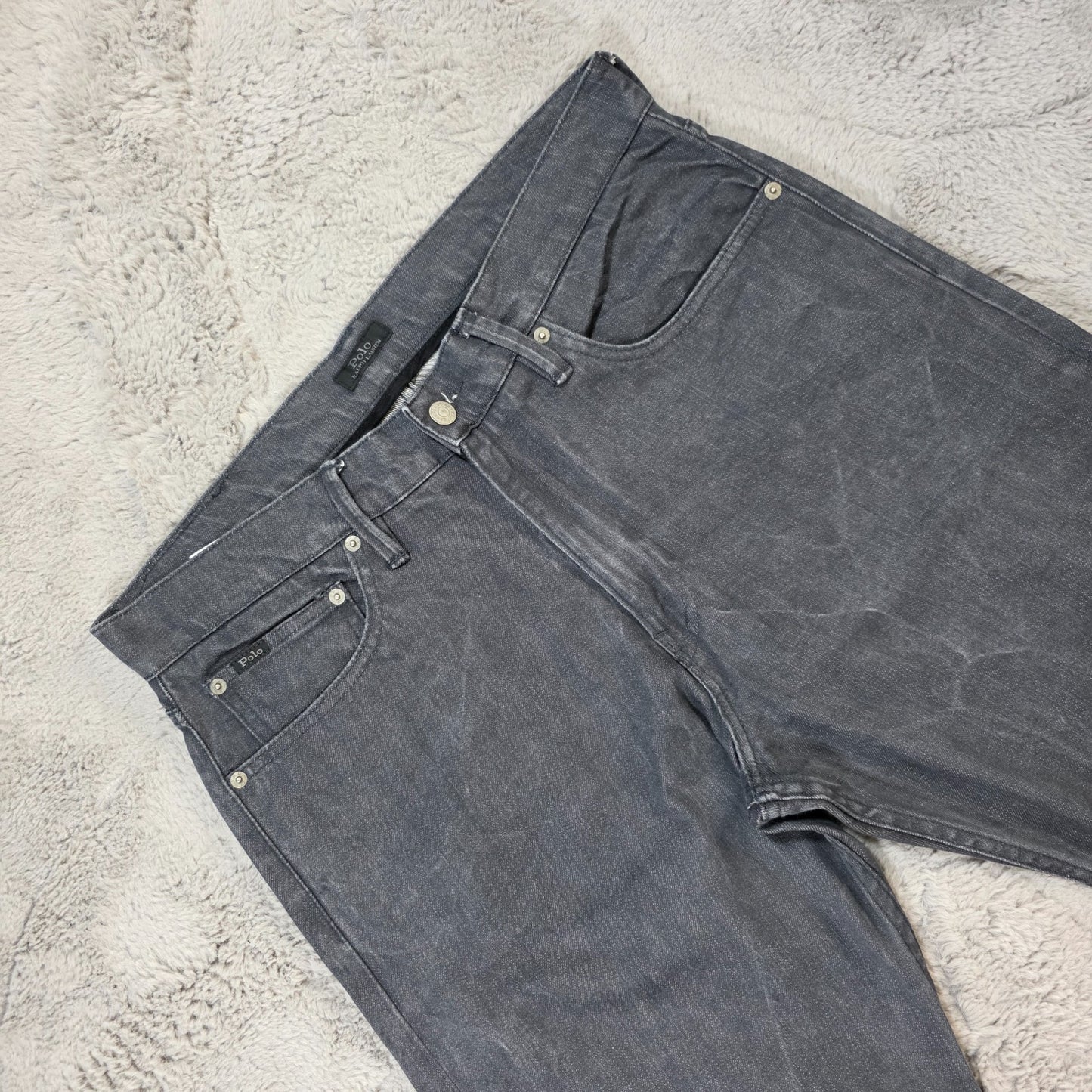 Polo Ralph Lauren Straight Leg Grey Jeans W36 L32 Men's 99% Cotton Made in Egypt