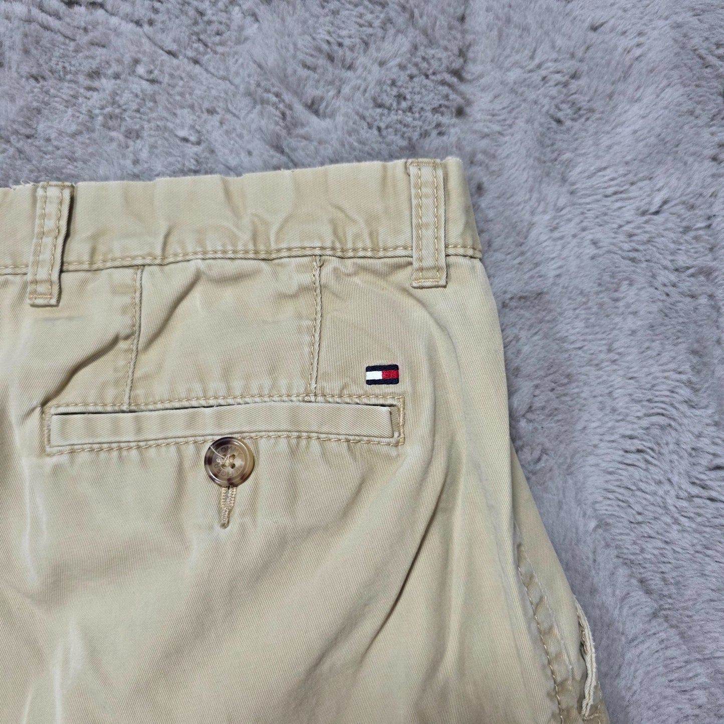 Tommy Hilfiger Beige Chino Trousers W33 L32 100% Cotton Bangladesh Pleated