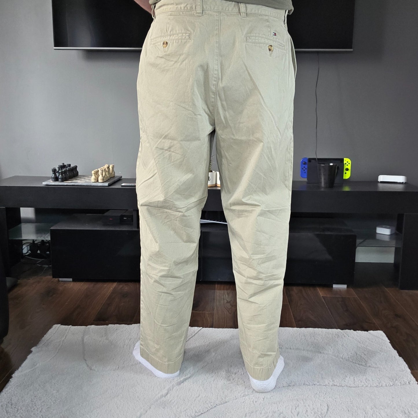 Tommy Hilfiger Chino Trousers W36 L30 Beige 100% Cotton Straight Fit