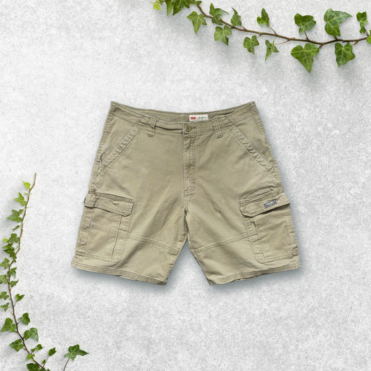 Wrangler Relaxed Fit Khaki Cargo Shorts W36 Utility Pockets Stretch Cotton Summe