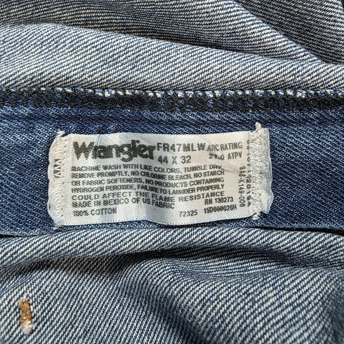 Wrangler FR Flame Resistant Jeans W44 L32 Blue Denim Relaxed Fit FR47MLW Mexico