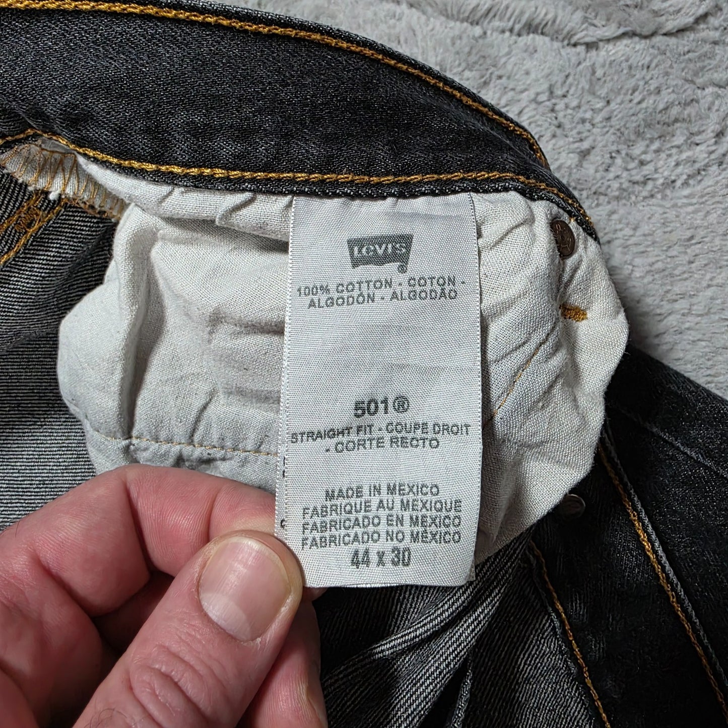 Levi’s 501XX Jeans Men’s Black Denim Button Fly Vintage Made in Mexico W42 L28