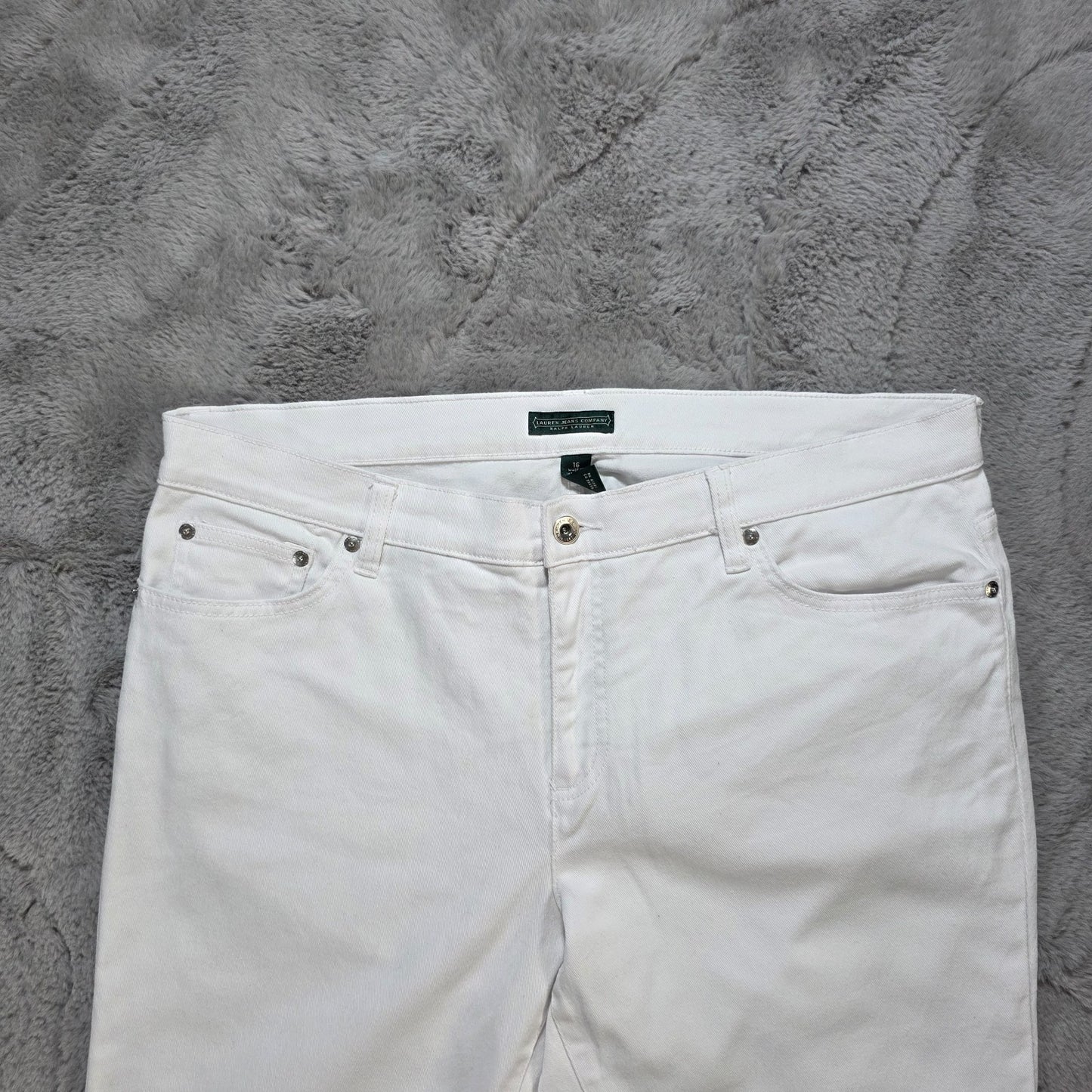 Lauren Ralph Lauren White Cropped Jeans Women’s Size UK 20 W38 L26 Stretch Denim