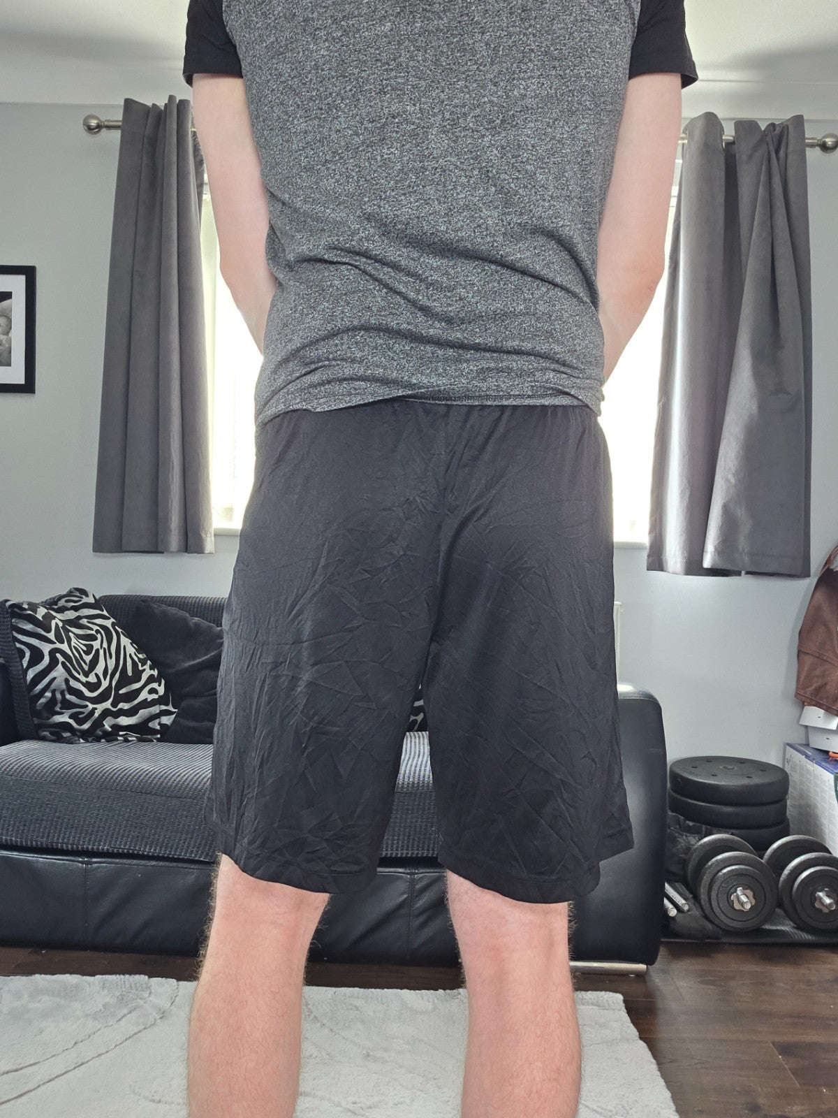 Fila Black Sports Shorts Size M W28 Made in Vietnam Mesh Panel Gymwear