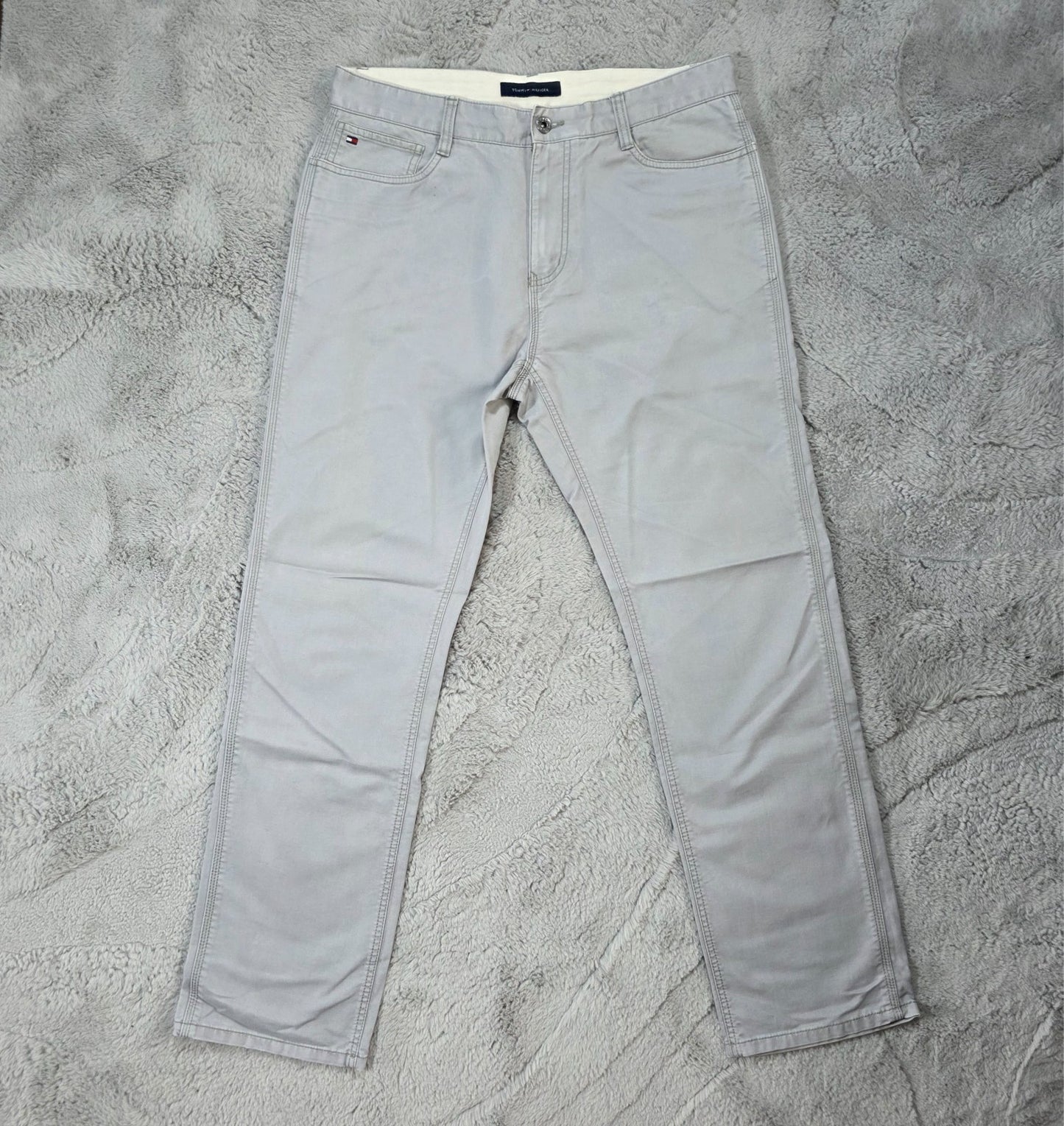 Tommy Hilfiger Custom Fit Straight Leg Grey Jeans W33 L31 Men's 100% Cotton