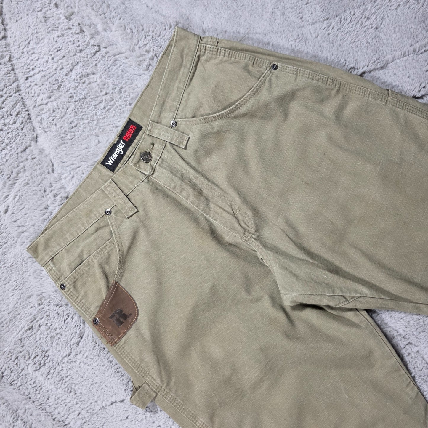 Wrangler Riggs Workwear carpenter trousers khaki-olive W32 L32 mens straight leg
