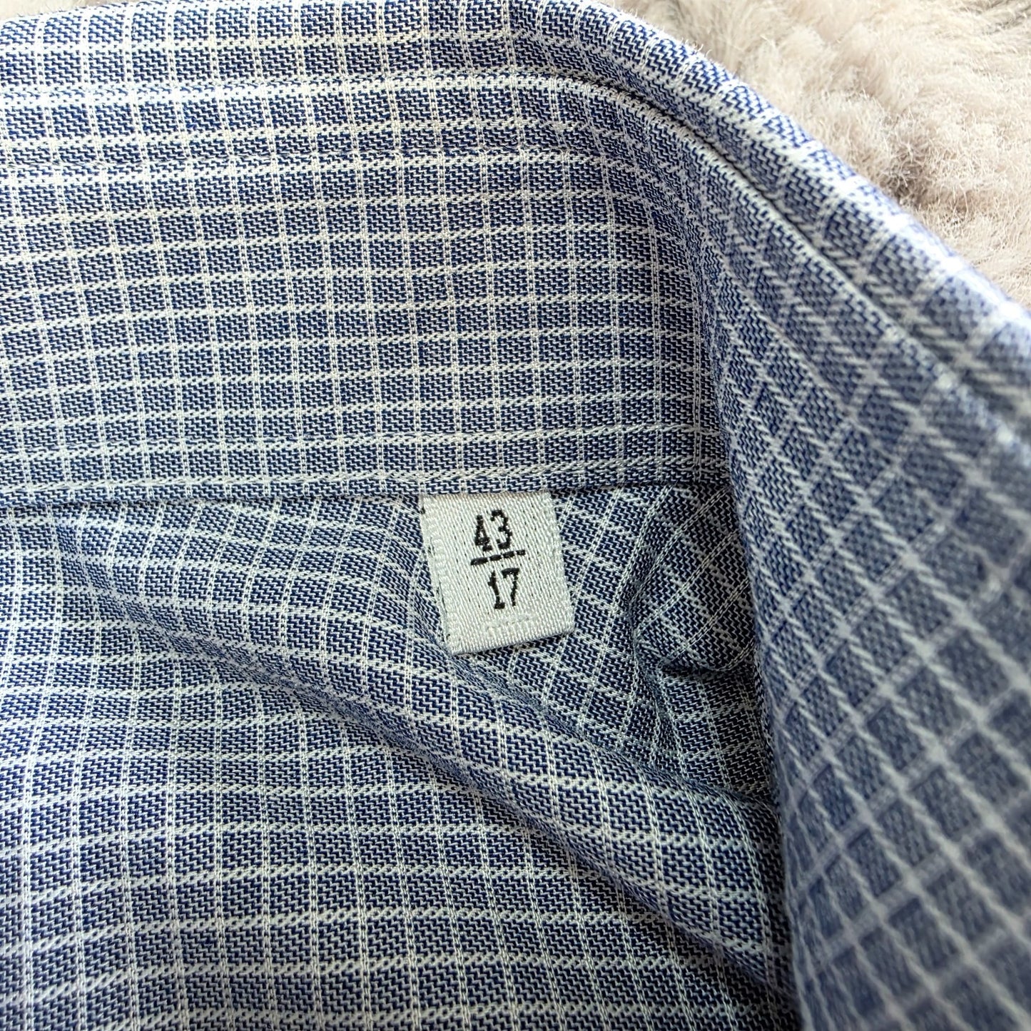 Armani Collezioni Men’s Shirt Size 43/17 (XL) Blue White Check 100% Cotton