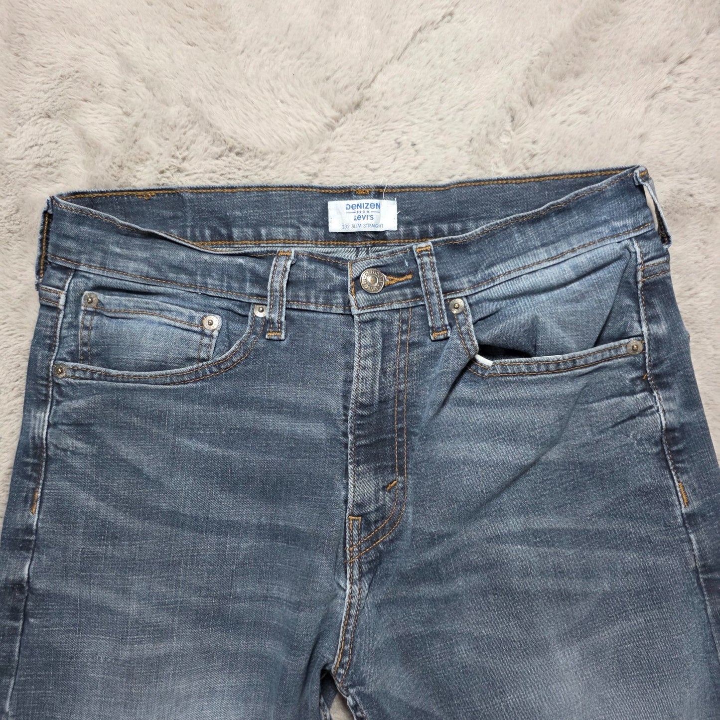 Denizen from Levi's 232 Slim Straight Blue Jeans W32 L32 Mid Wash Cotton