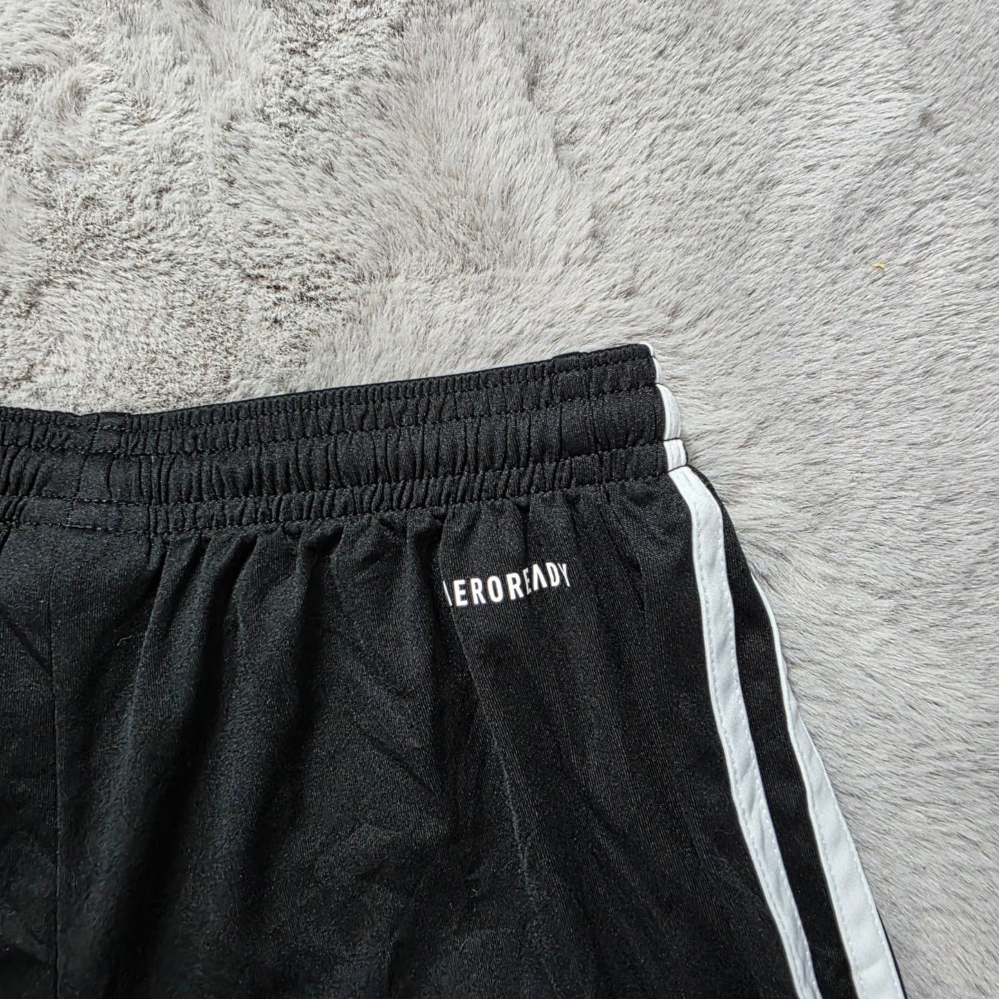 Adidas Kids 13-14Y Black AEROREADY Sports Shorts White 3-Stripes No.17 Logo