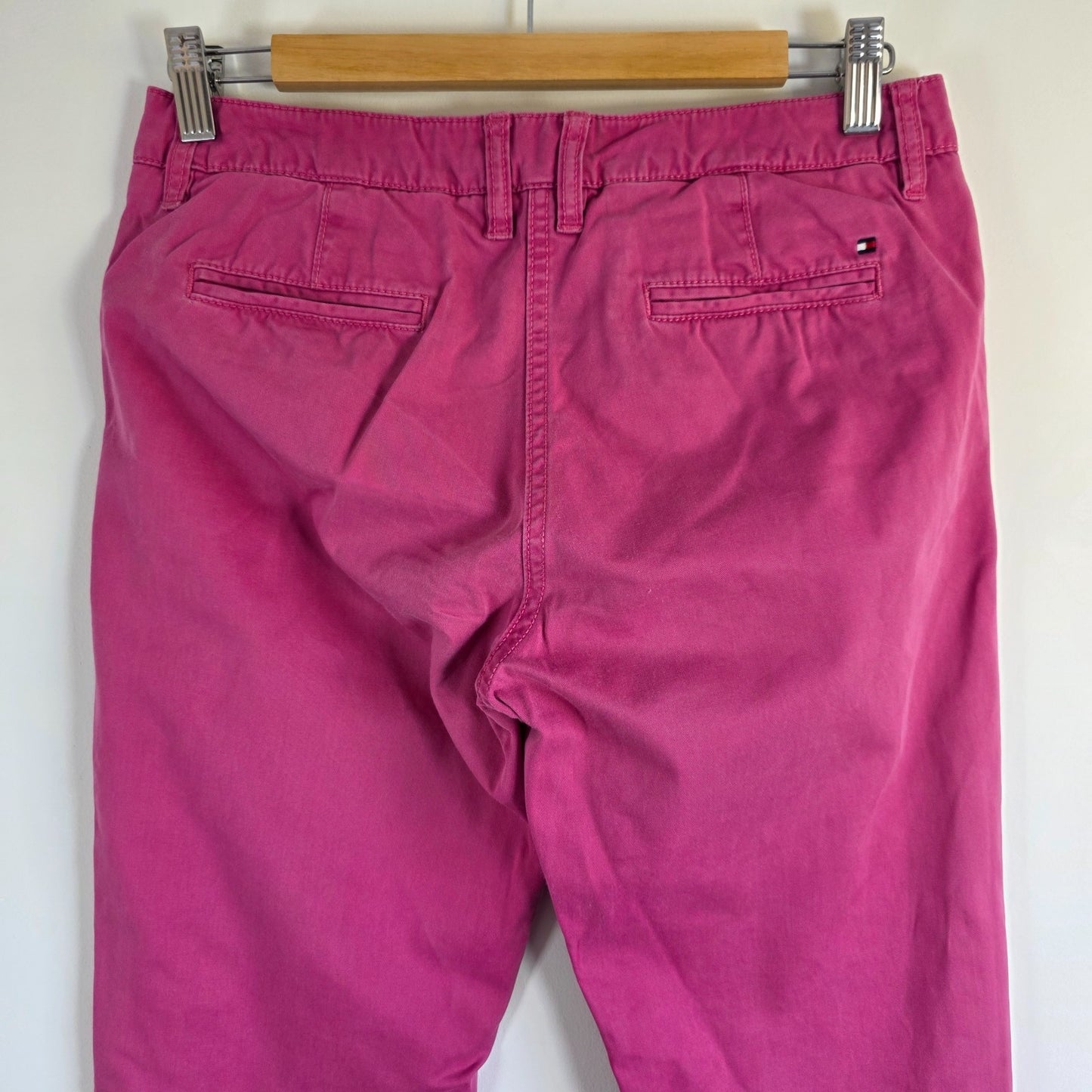 Tommy Hilfiger Rome Chino Trousers Women's UK 10-12 Pink Straight Fit Cotton
