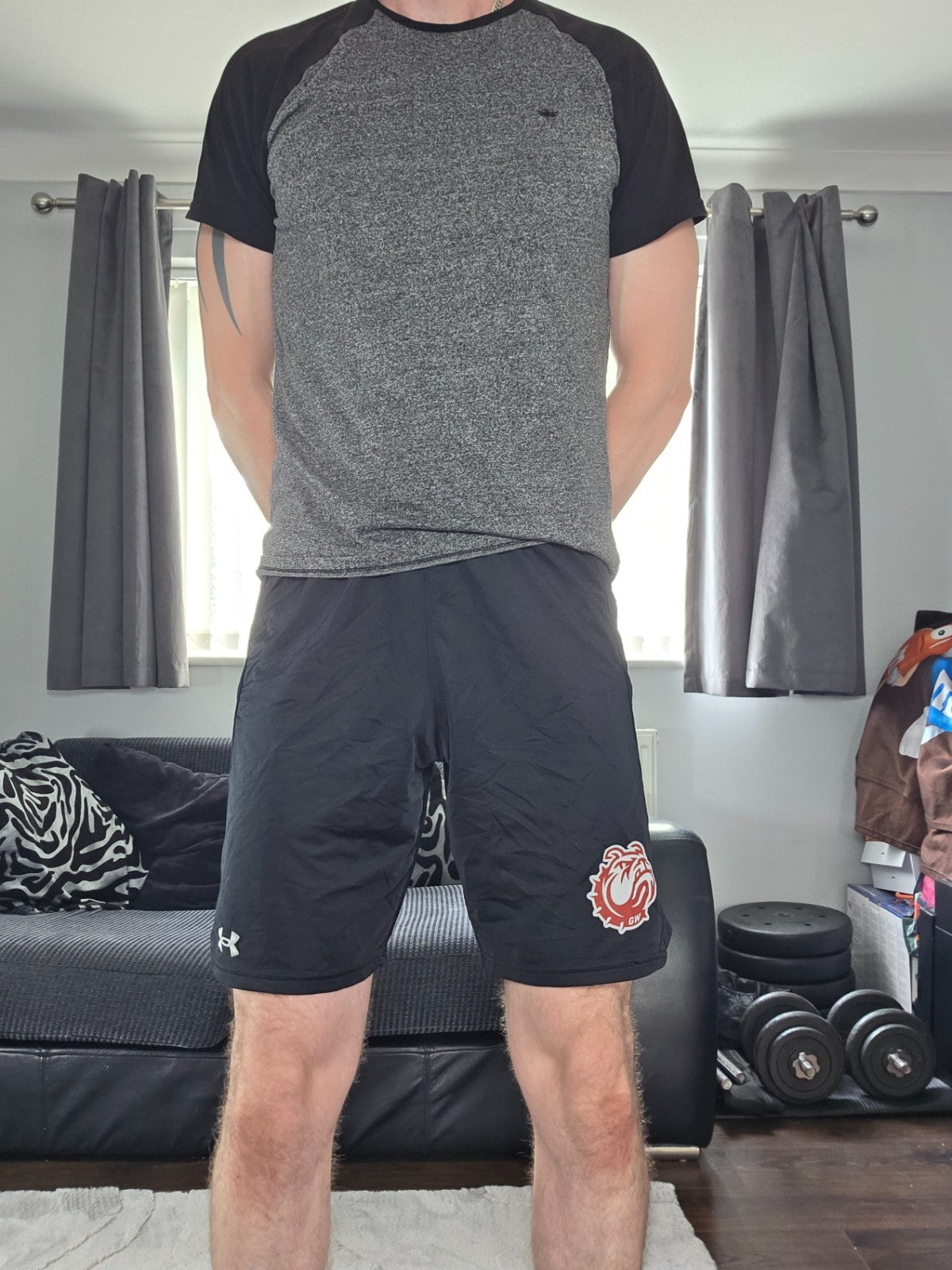 Under Armour Black GW Sports Shorts Size M W28 Made in Jordan Gym Training