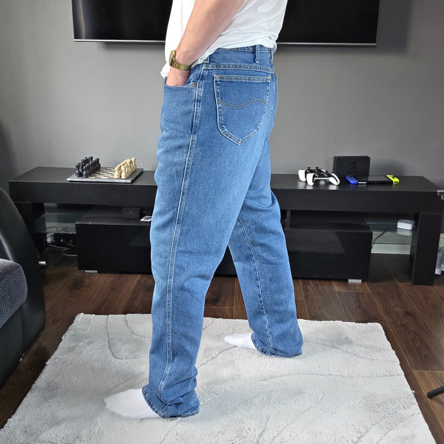 Lee Regular Fit Straight Leg Blue Jeans W44 L34 β Made in Mexico (of US Fabric)