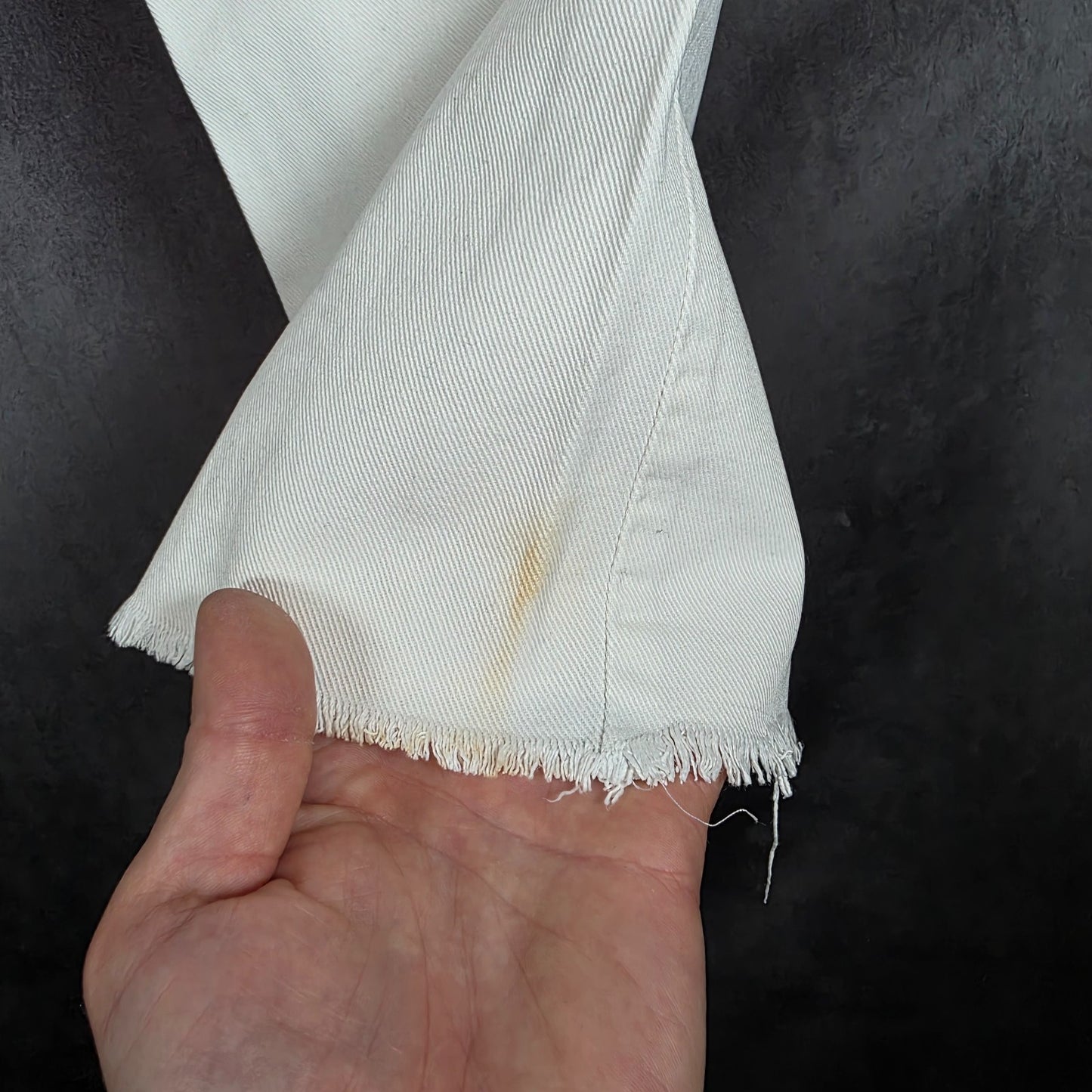 Levi’s 505 Vintage USA White Jeans Men’s W32 L29 Straight Leg Raw Hem