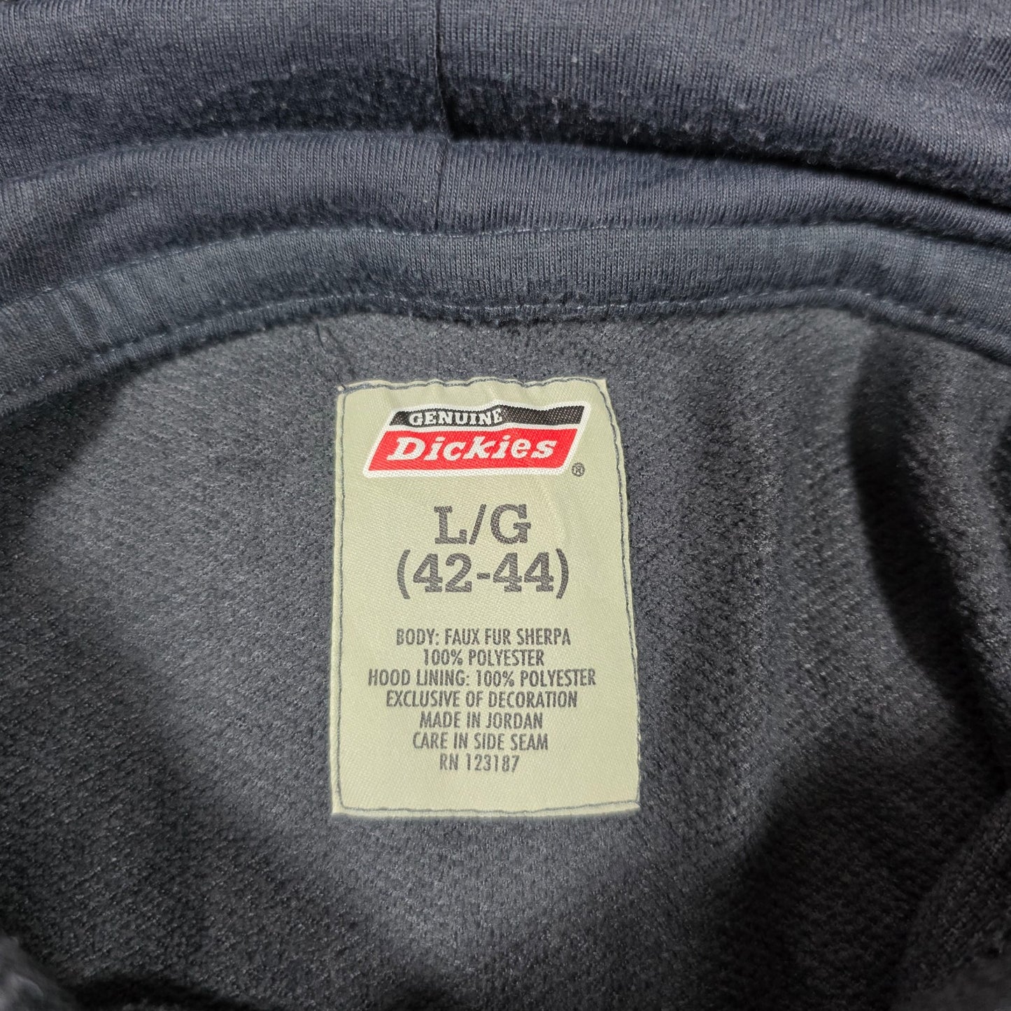 Dickies Men’s Faux Fur Sherpa Hoodie Blue Size L Relaxed Fit Polyester LB68
