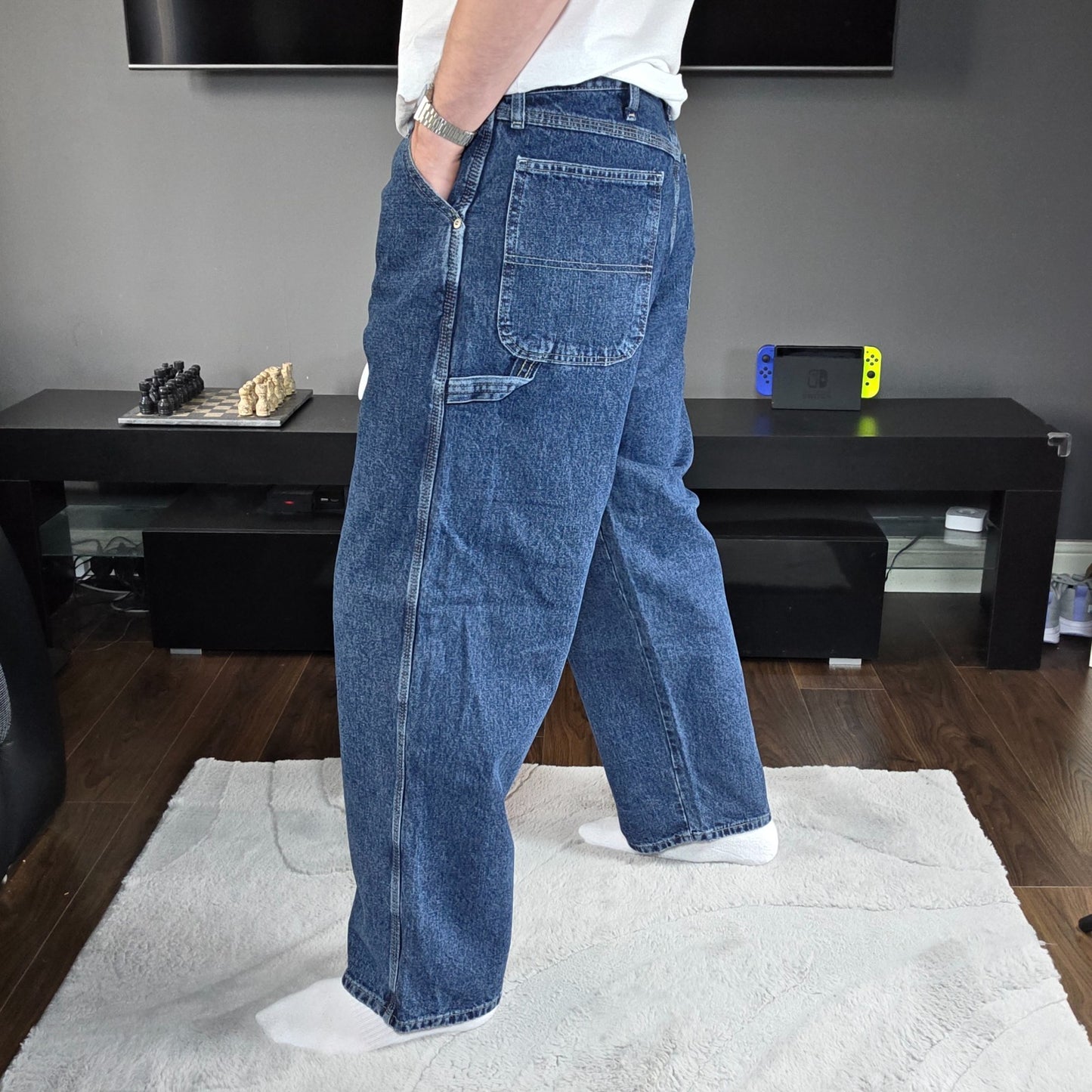 Wrangler Carpenter Jeans Blue Straight Fit 94LSWDV W36 L30 Made in Nicaragua