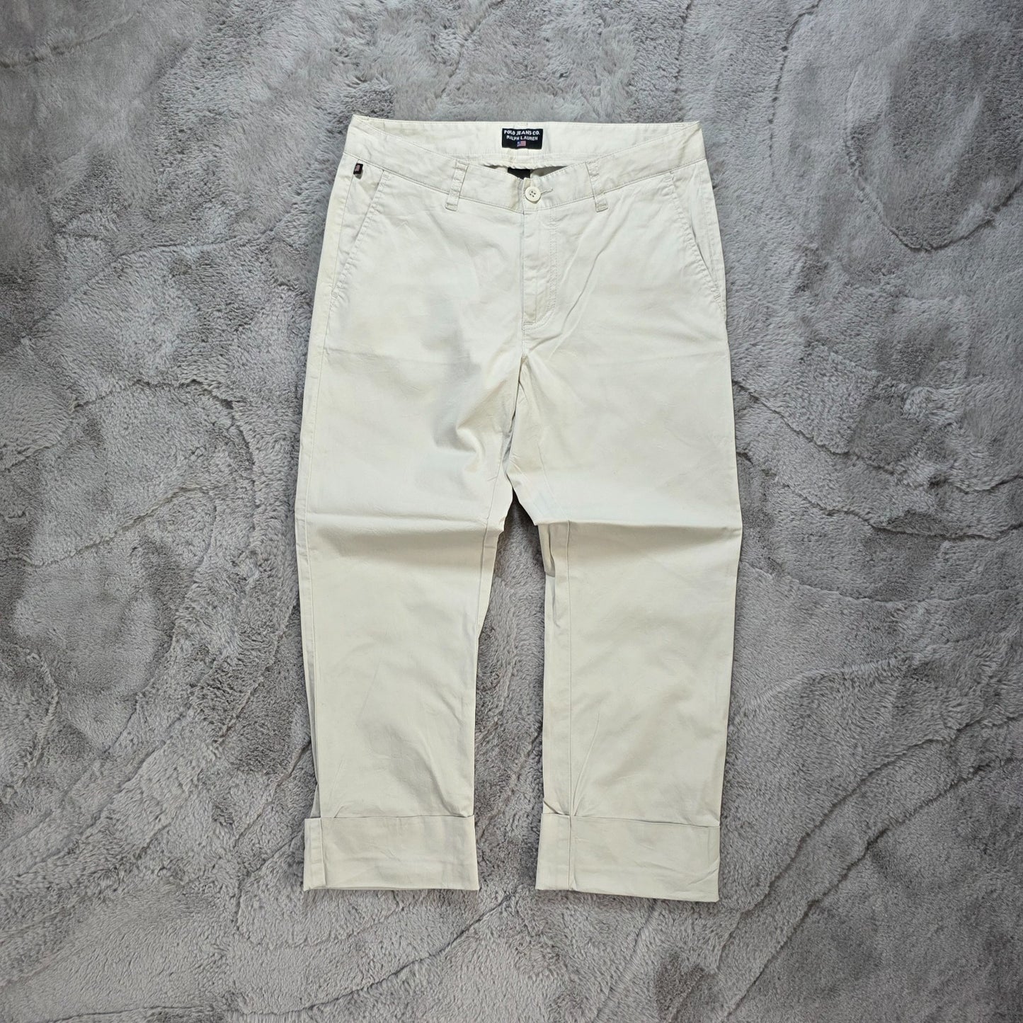 Polo Jeans Co Ralph Lauren Womens Beige Cropped Trousers Size UK 12 W30 L24