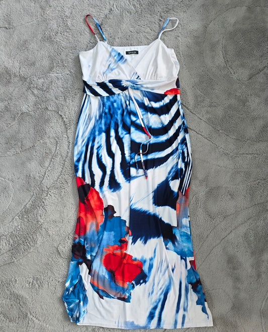 Kaleidoscope Maxi Dress Women’s Red White Blue Sleeveless Summer Size 16