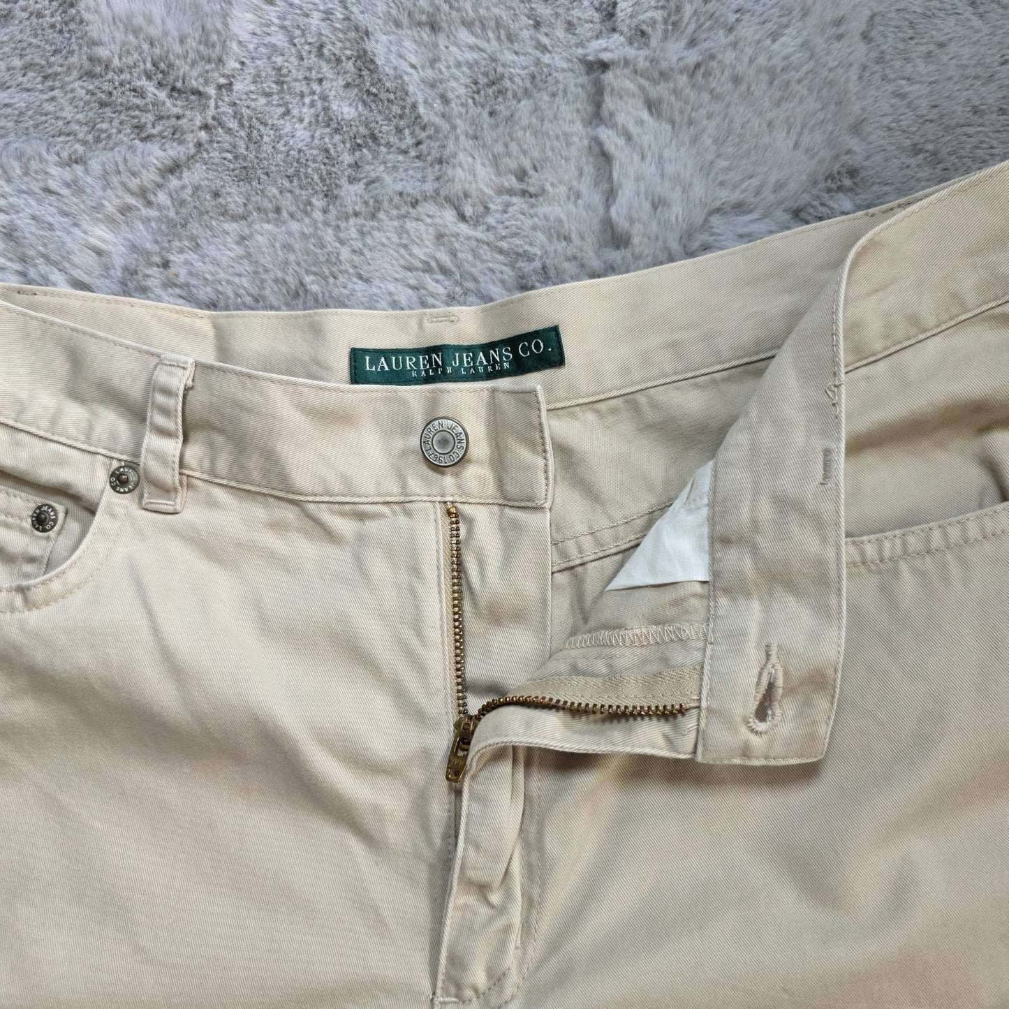 Lauren Jeans Co Ralph Lauren Beige Straight Leg Jeans W32 L29 US 8 100% Cotton