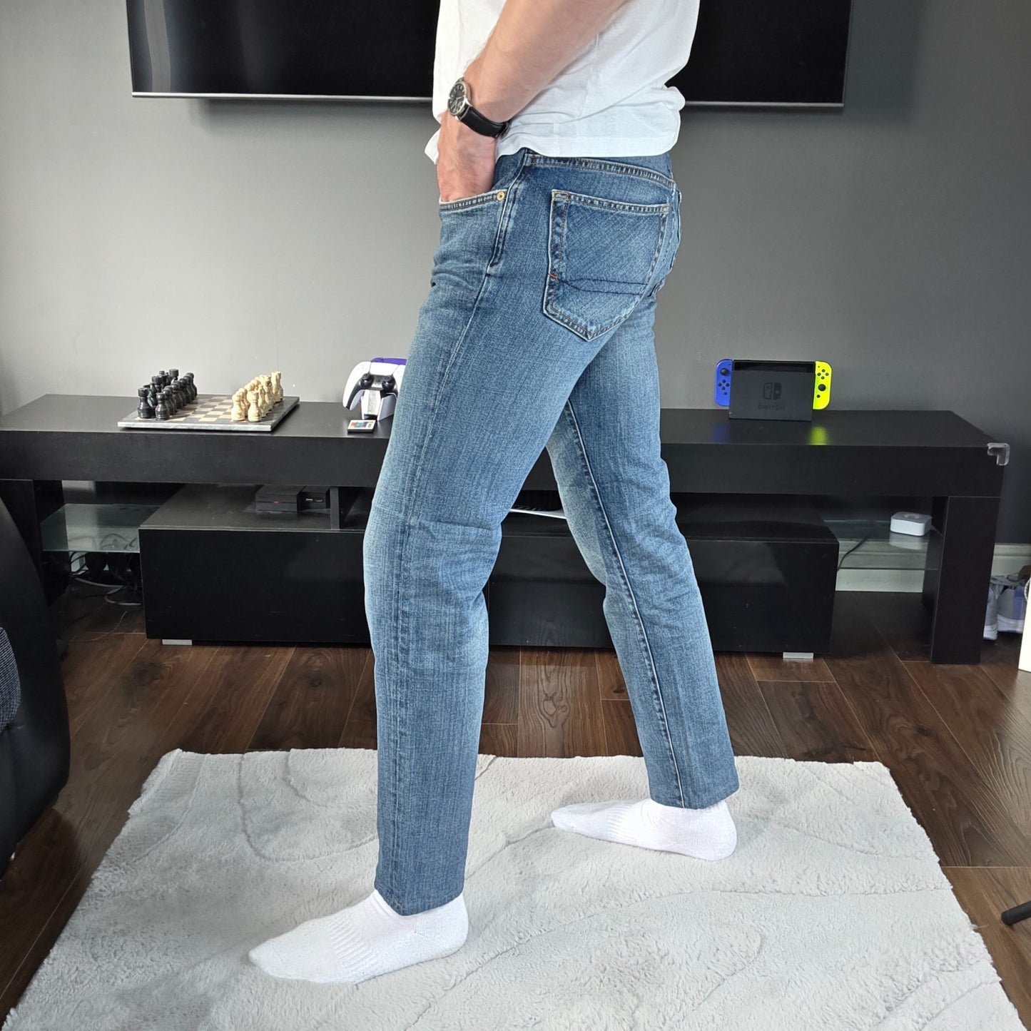 Tommy Hilfiger Men’s Slim Fit Blue Denim Jeans W33 L34 (Actual 33x30)