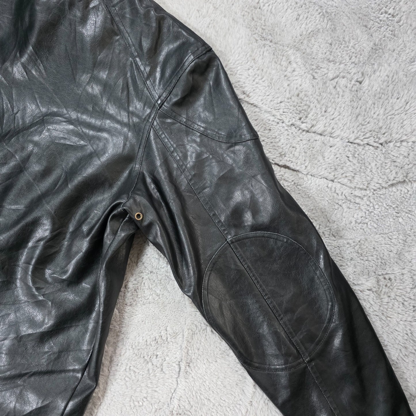 Whispering Smith London Faux Leather Biker Jacket Black L β Four Pocket Design