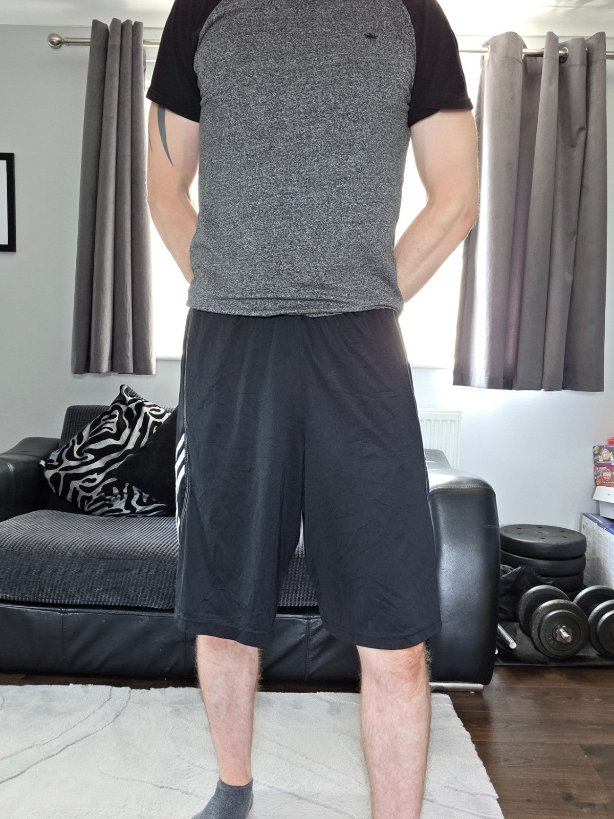 Adidas Black Sports Shorts Size M W29 Elasticated Waist Football Gym Training