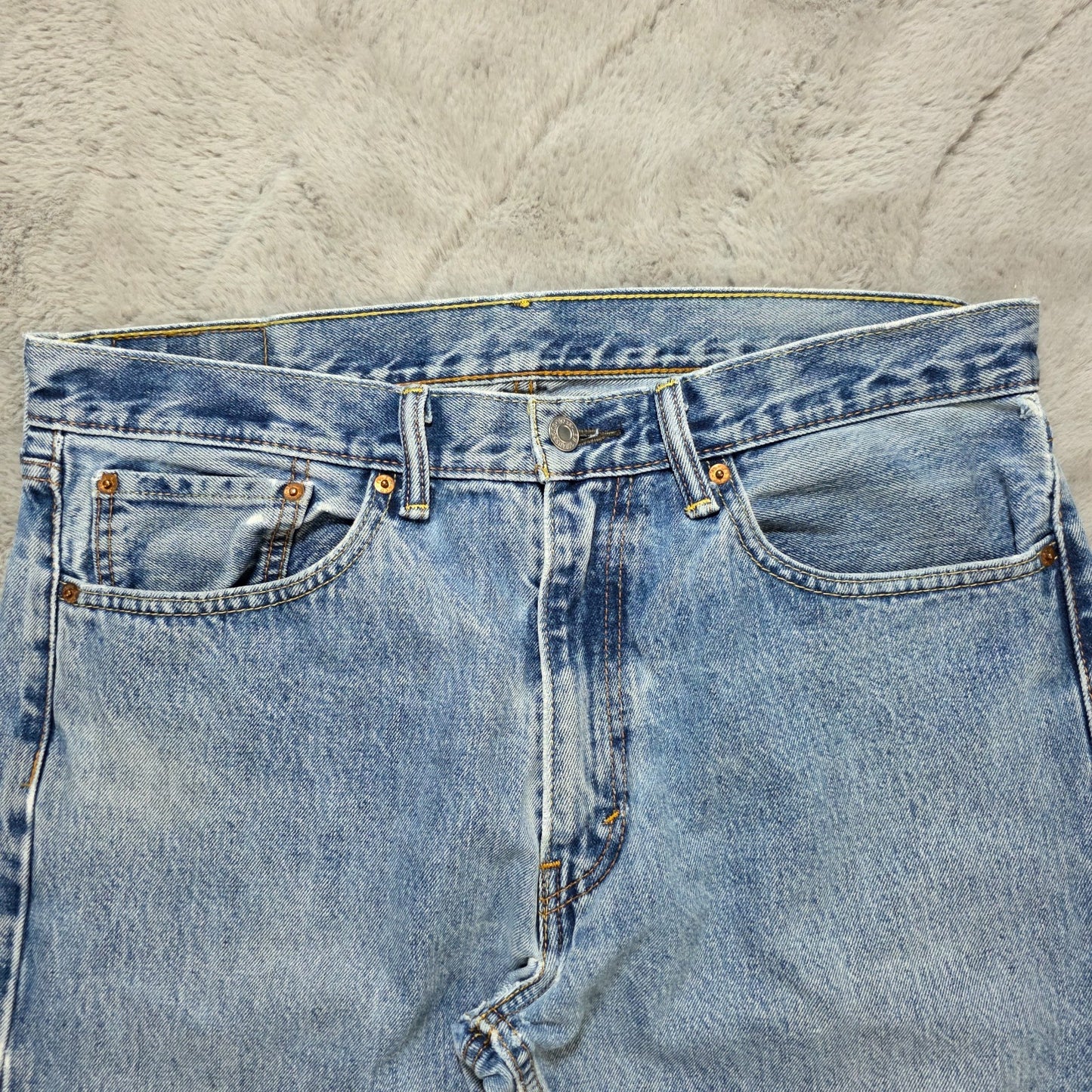 Levi's 505 Straight Fit Jeans W36 L34 Stonewashed Blue Distressed Denim