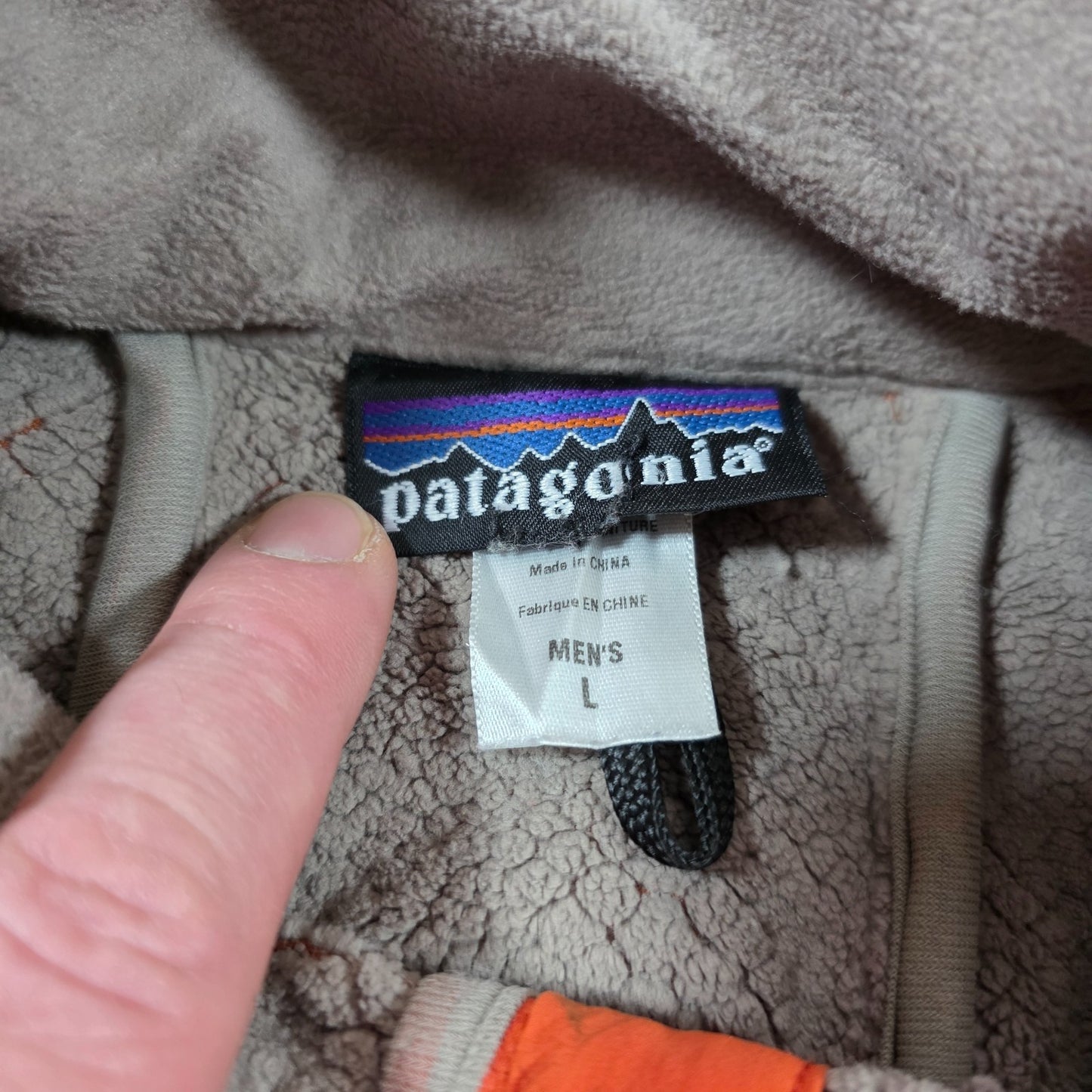 Patagonia Vintage Ski Jacket L Orange Technical Fleece Lined Hooded