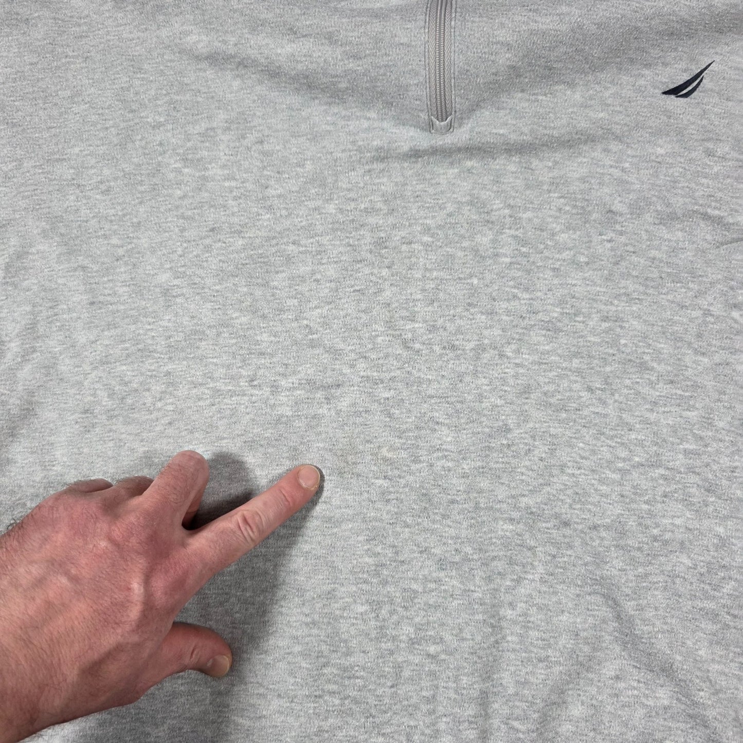 Nautica Men’s Grey Quarter Zip Sweatshirt Size 3XL Regular Fit Cotton Pullover