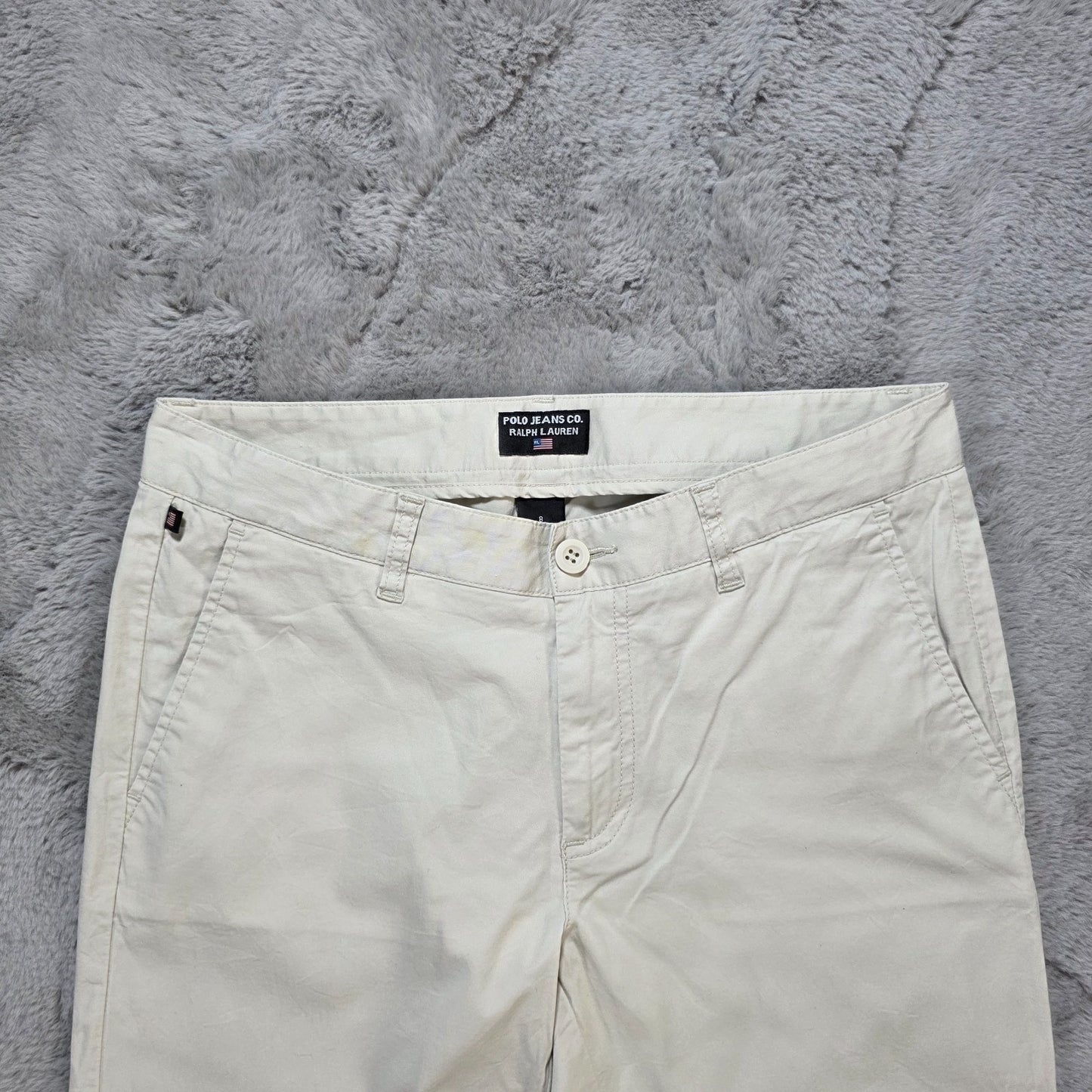 Polo Jeans Co Ralph Lauren Womens Beige Cropped Trousers Size UK 12 W30 L24
