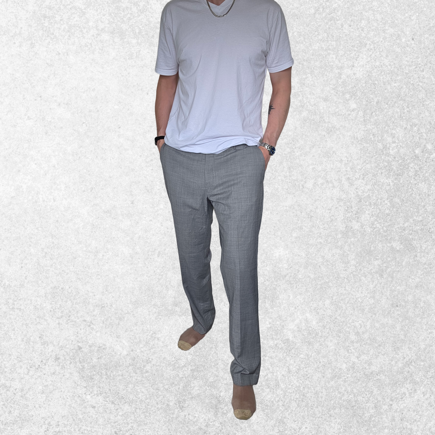 Tommy Hilfiger Mens Dress Trousers 38W 32L Grey Wool Blend Smart Work Pants