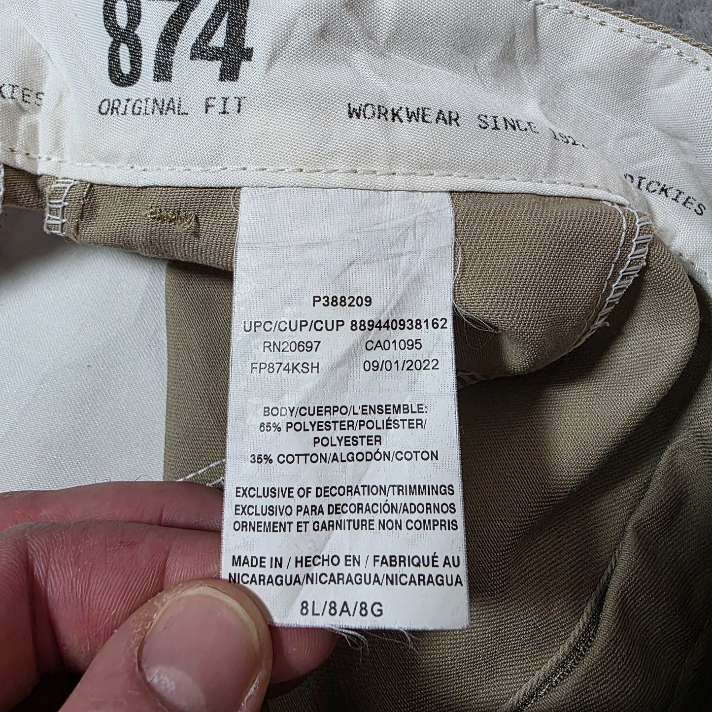 Dickies 874 Women’s Straight Fit Beige Trousers Size 8L (Fits UK 10–12) Workwear