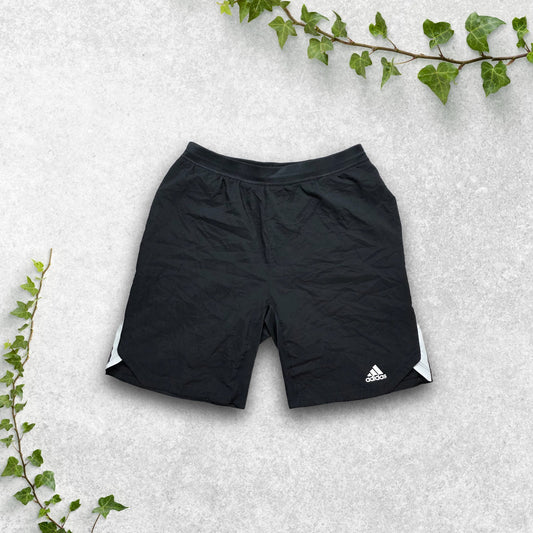 Adidas Black Sports Shorts Size S Zip Pockets Reflective Stripes W29 Rip NAS10
