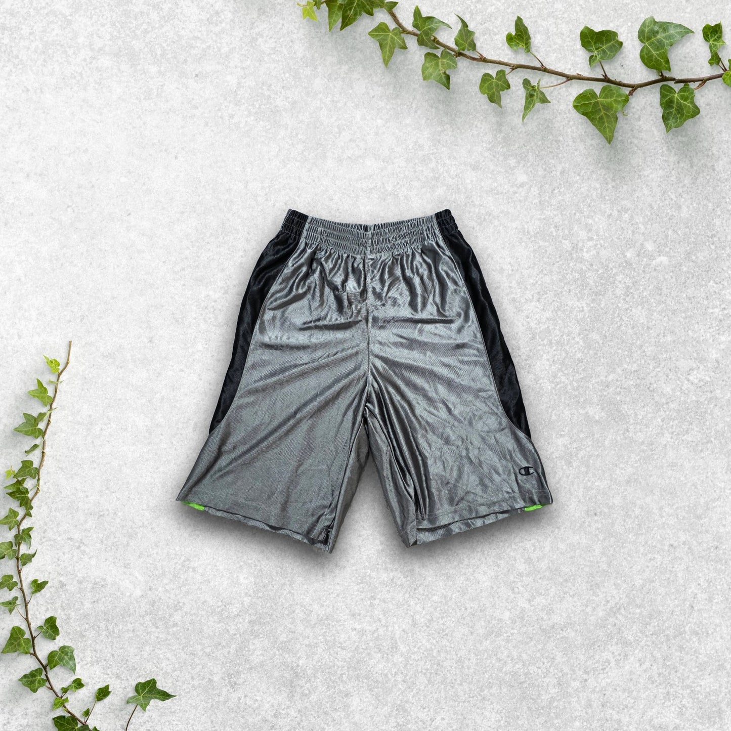 Champion Authentic Grey Mesh Shorts Youth L (10/12) W22 Sportswear No Drawstring