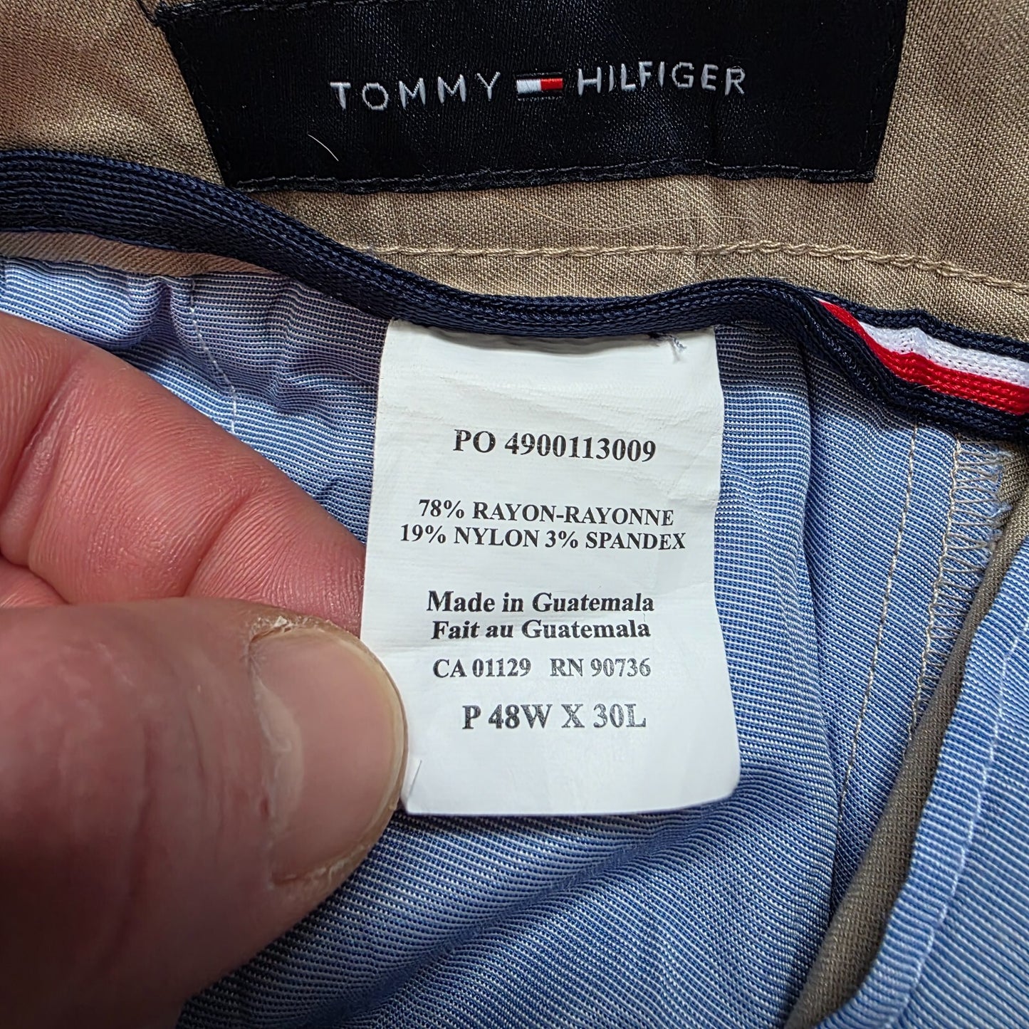 Tommy Hilfiger Beige Chino Trousers W48 L30 Mens Smart Stretch Rayon Blend