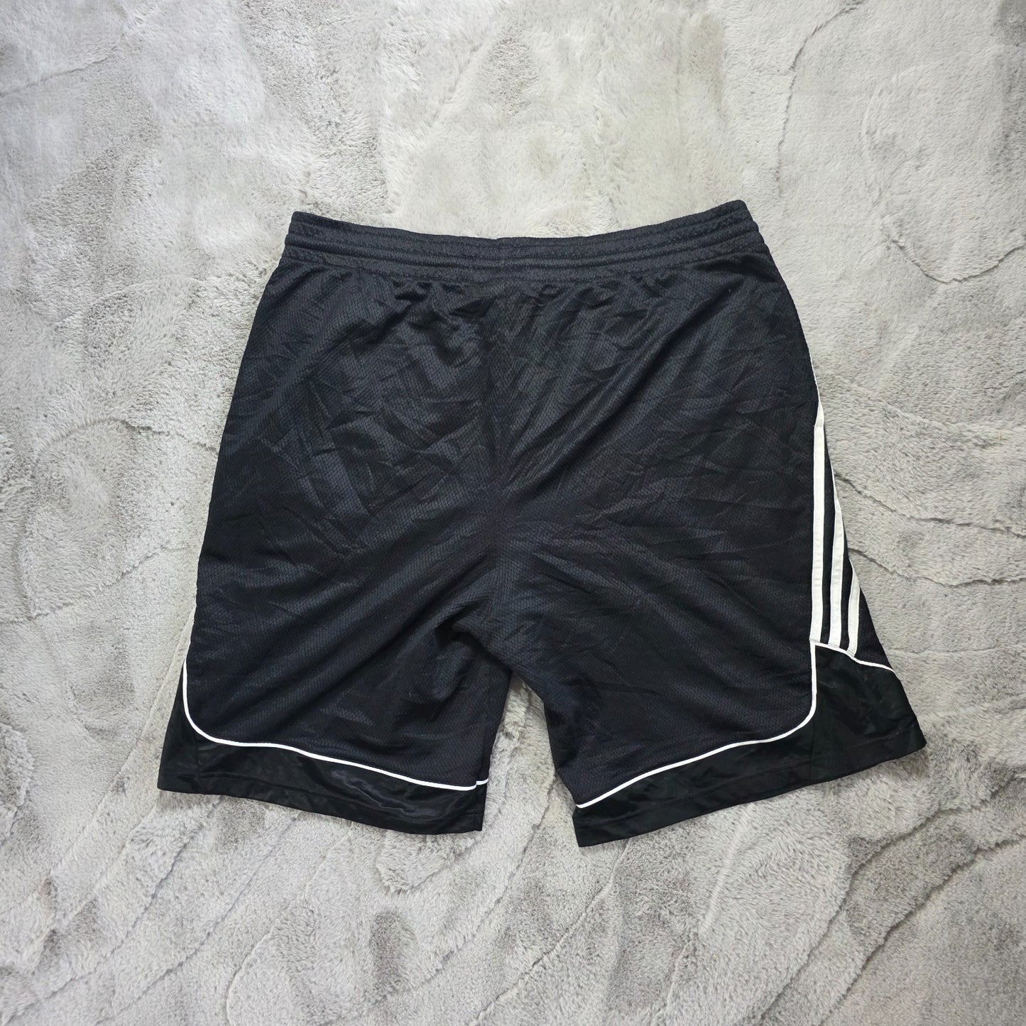 Adidas Black 3-Stripes Mesh Sports Shorts XL W38 Drawstring Waist Indonesia