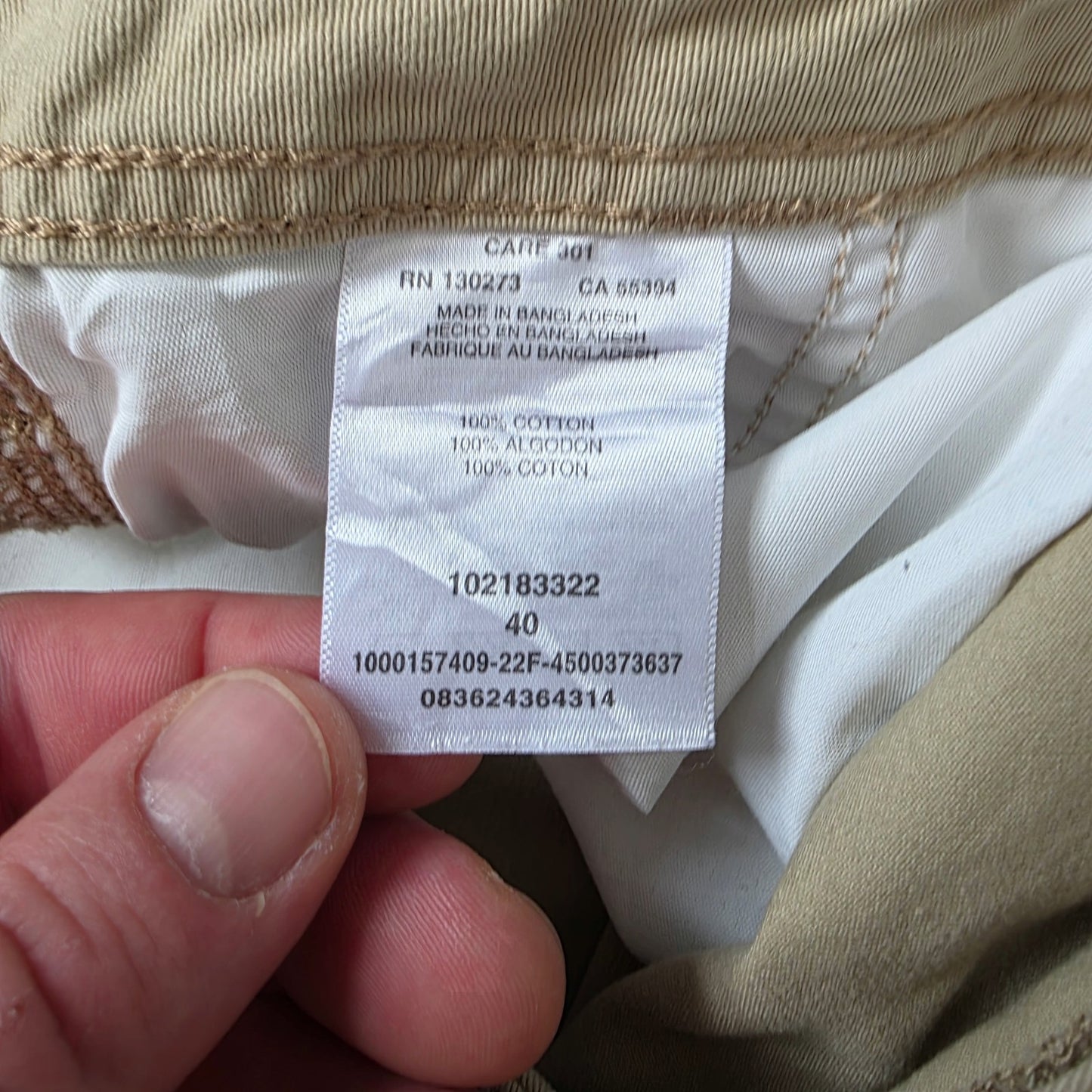 Lee Khaki Cargo Shorts W40 Utility Style 100% Cotton Summer Workwear Fit Beige