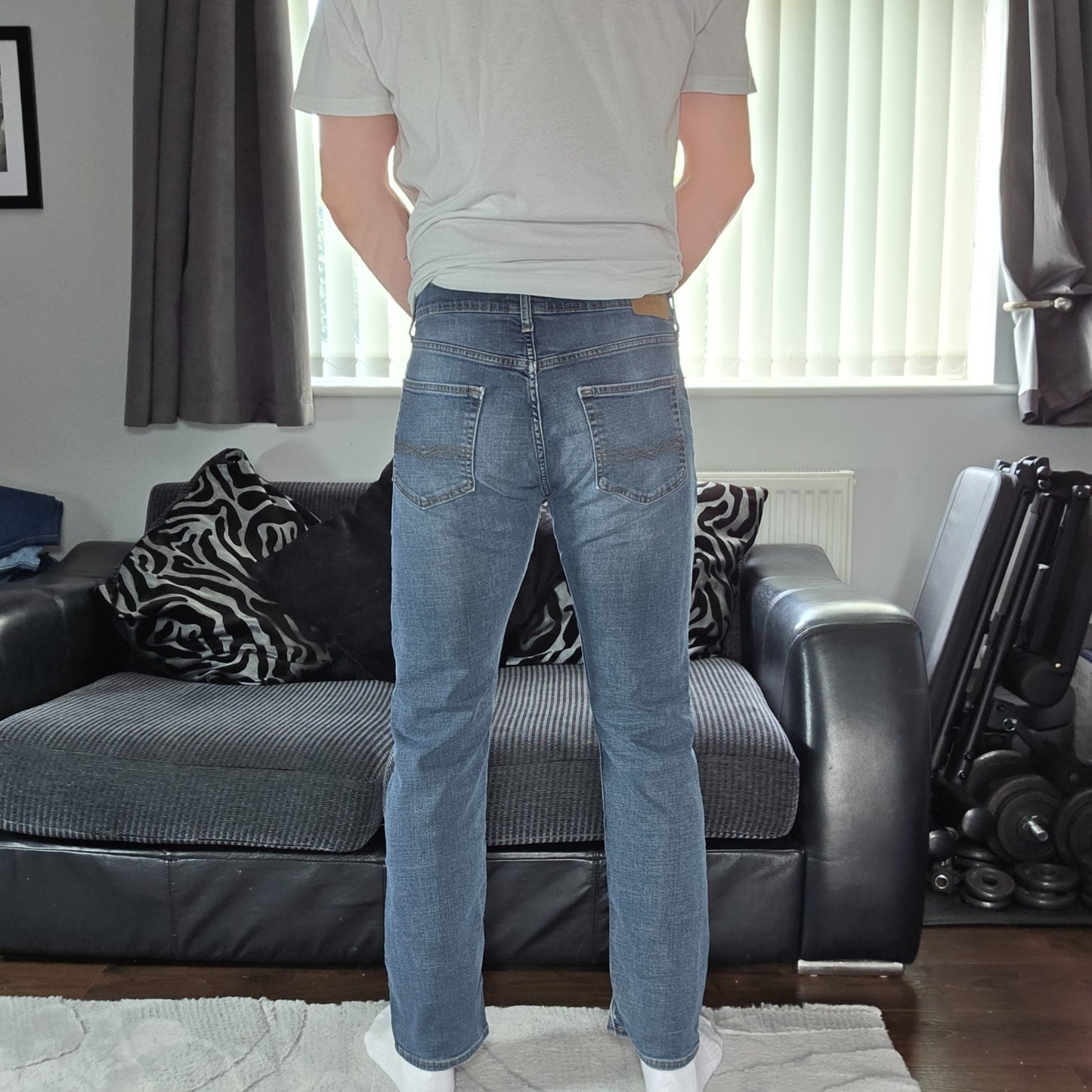 Denizen from Levi's 232 Slim Straight Blue Jeans W32 L32 Mid Wash Cotton