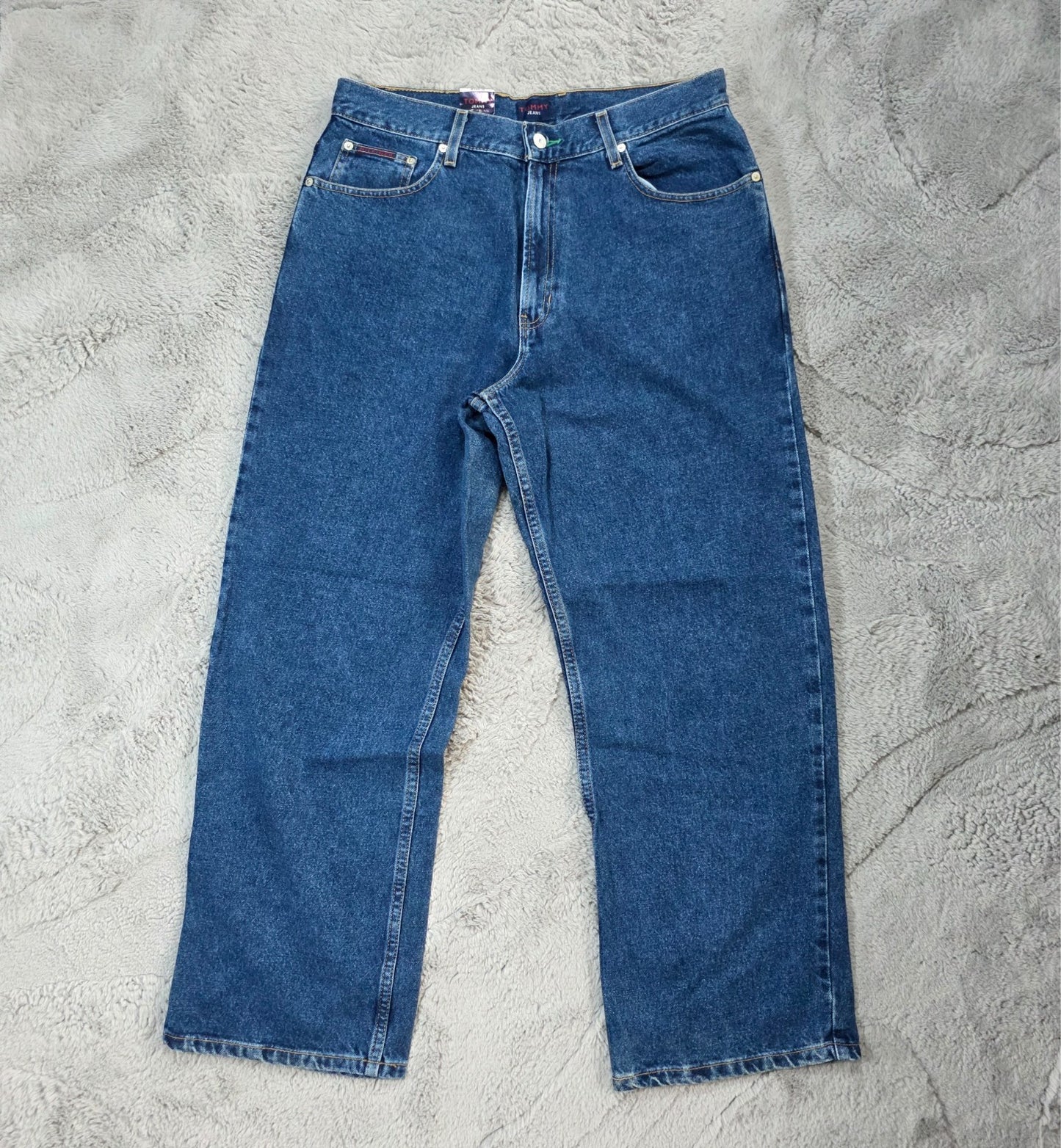 Tommy Hilfiger Relaxed Fit Blue Denim Jeans W34 L30 Made in Mexico US Components