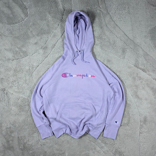 Champion Women’s Purple Hoodie Size M Regular Fit Logo Pullover LB55