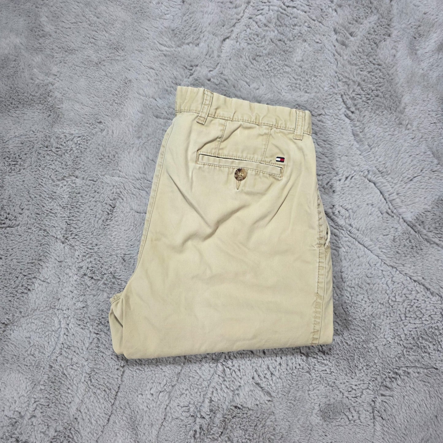 Tommy Hilfiger Beige Chino Trousers W33 L32 100% Cotton Bangladesh Pleated